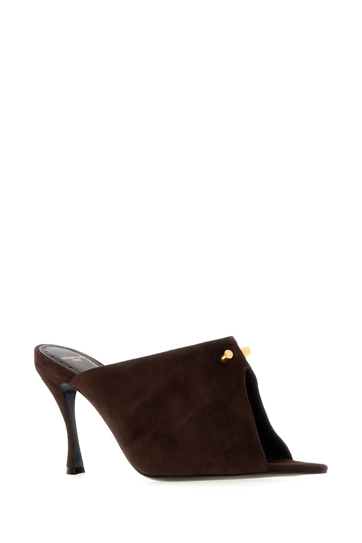Balenciaga Women Dark Brown Suede Midnight City Mules BALENCIAGA