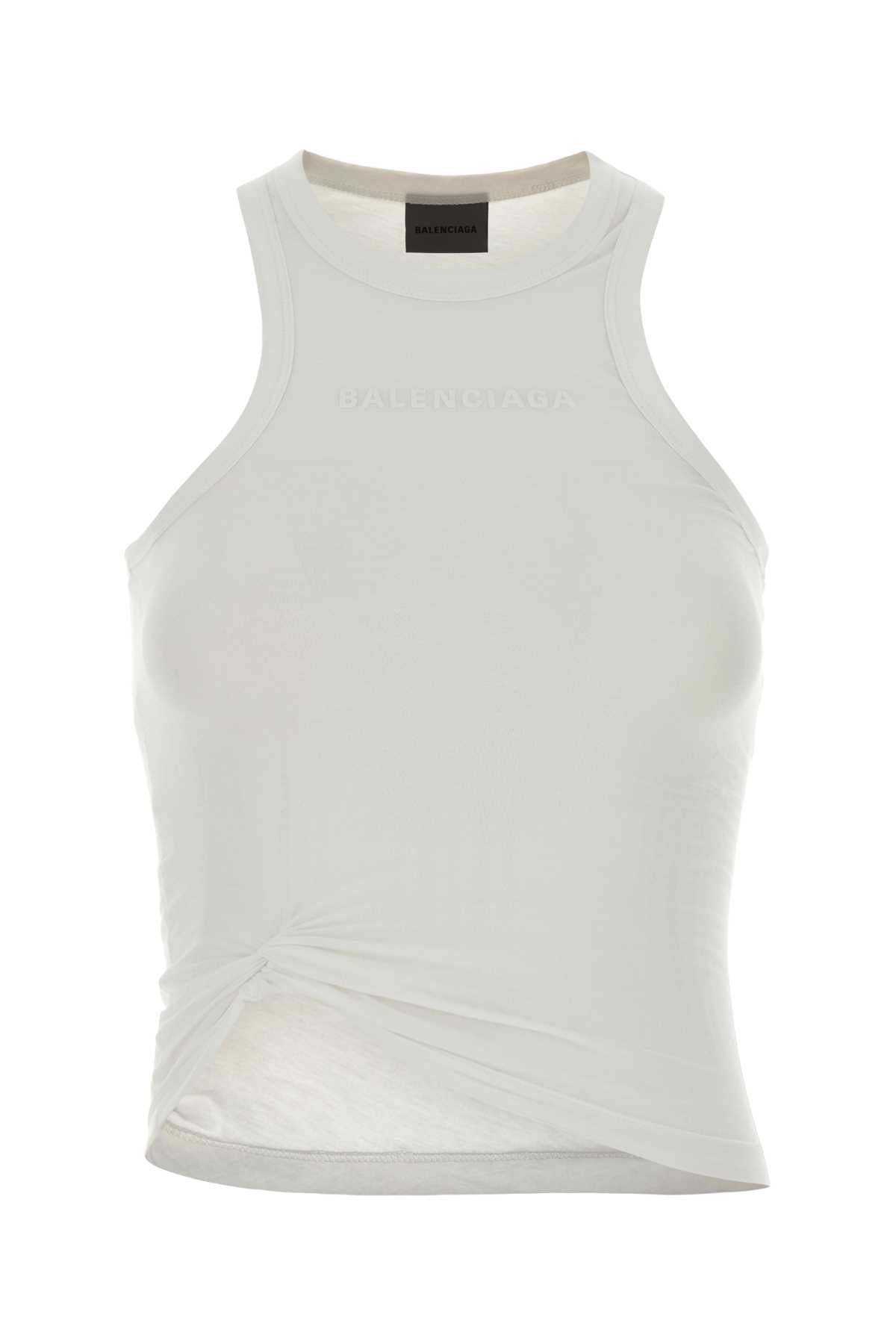Balenciaga Women White Cotton Tank Top BALENCIAGA