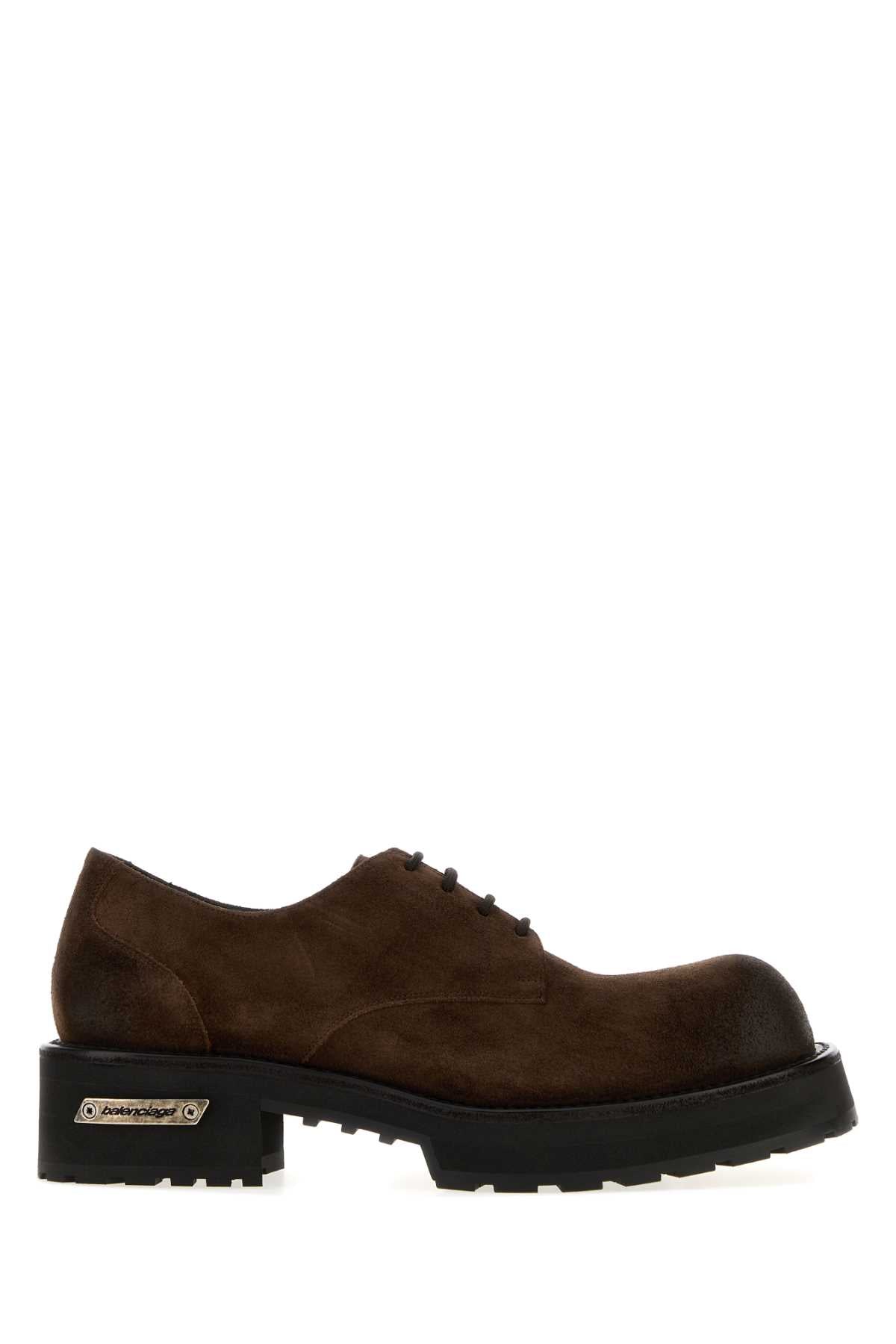 Balenciaga Men Brown Suede Venom Lace-Up Shoes BALENCIAGA