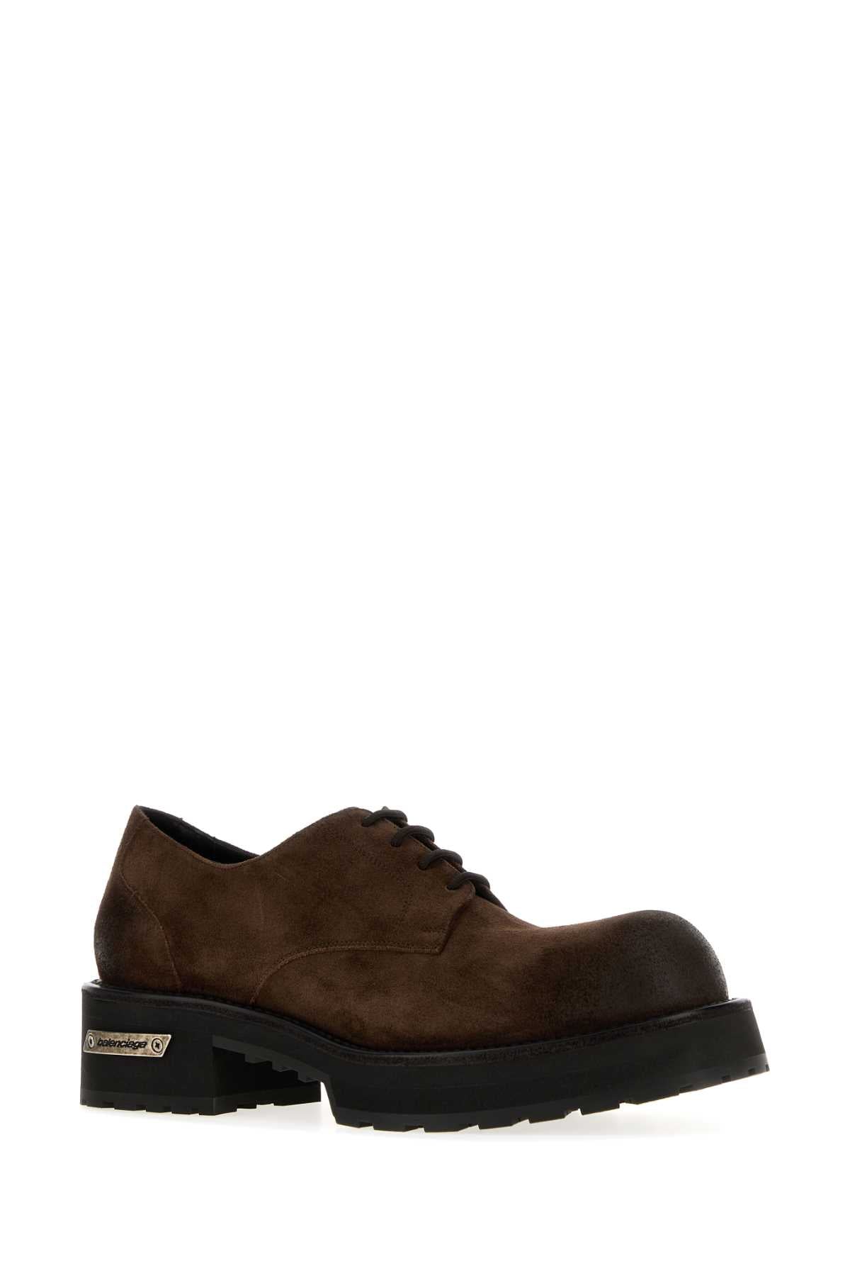 Balenciaga Men Brown Suede Venom Lace-Up Shoes BALENCIAGA