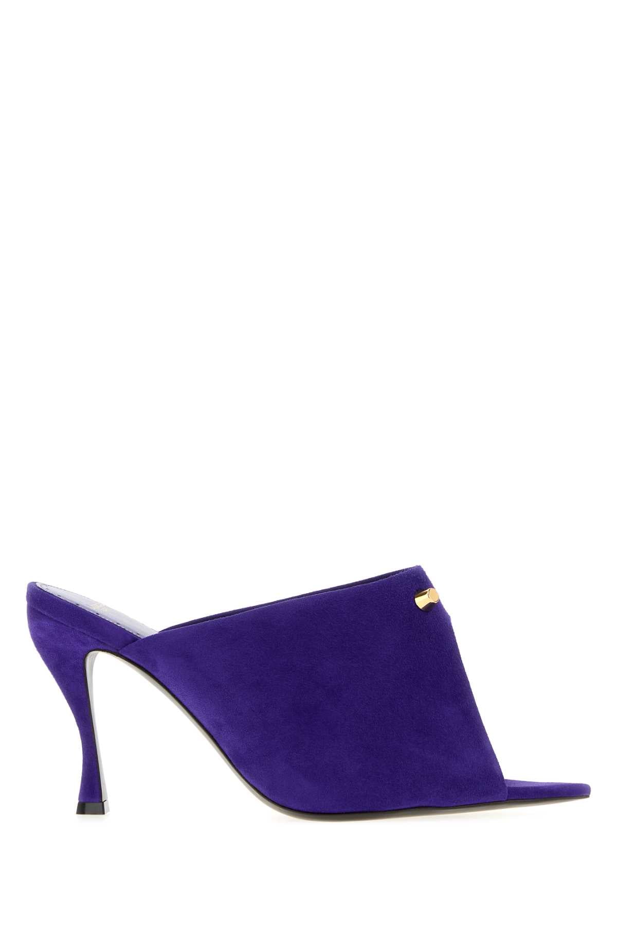 Balenciaga Women Blue Suede Midnight City Mules BALENCIAGA