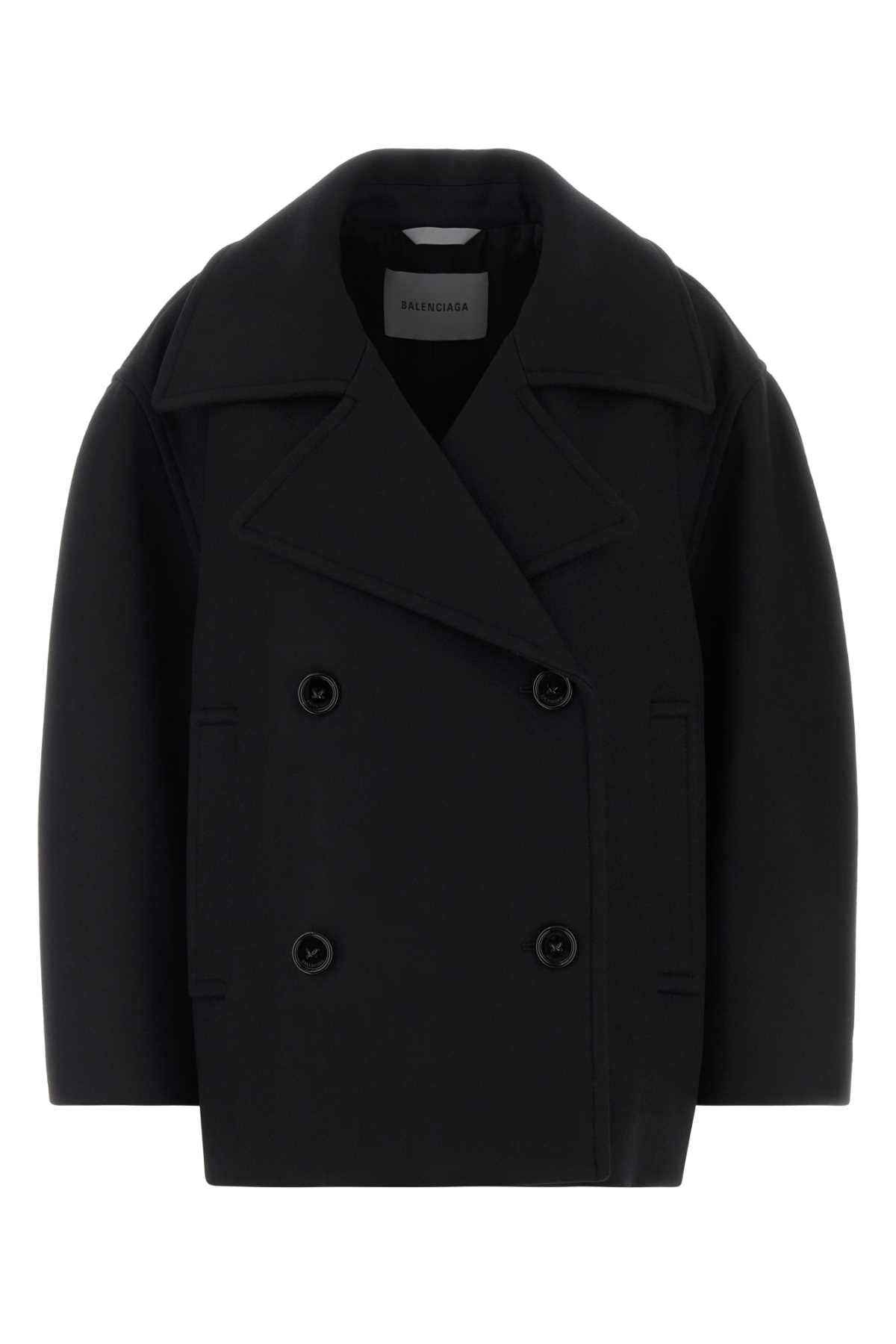 Balenciaga Women Black Wool Blend Oversize Coat BALENCIAGA