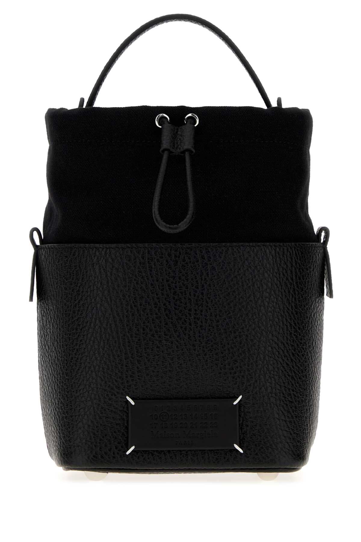 Maison Margiela Women Black Leather And Fabric Small 5Ac Bucket Bag MAISON MARGIELA