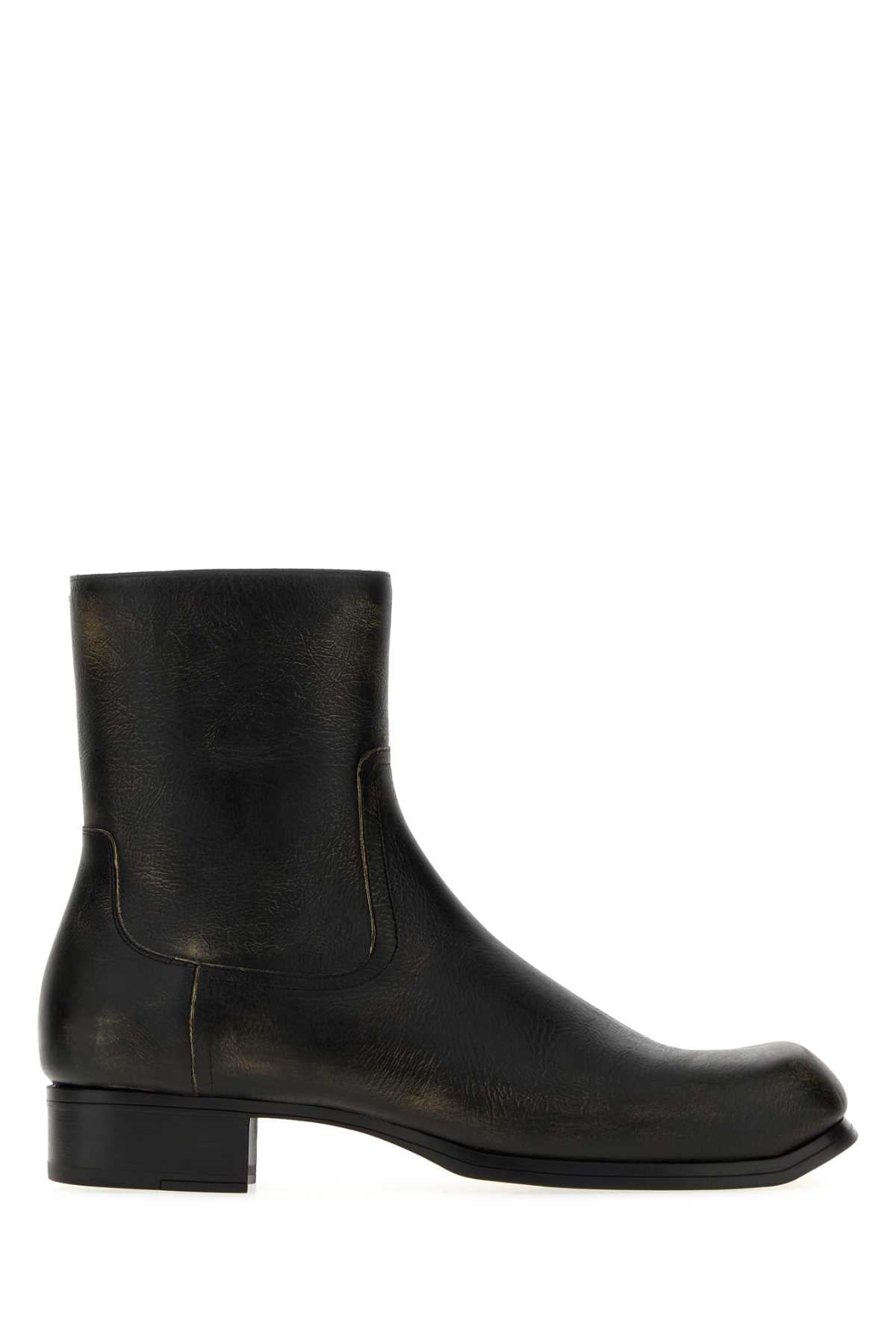 Maison Margiela Men Black Leather Float Ankle Boots MAISON MARGIELA