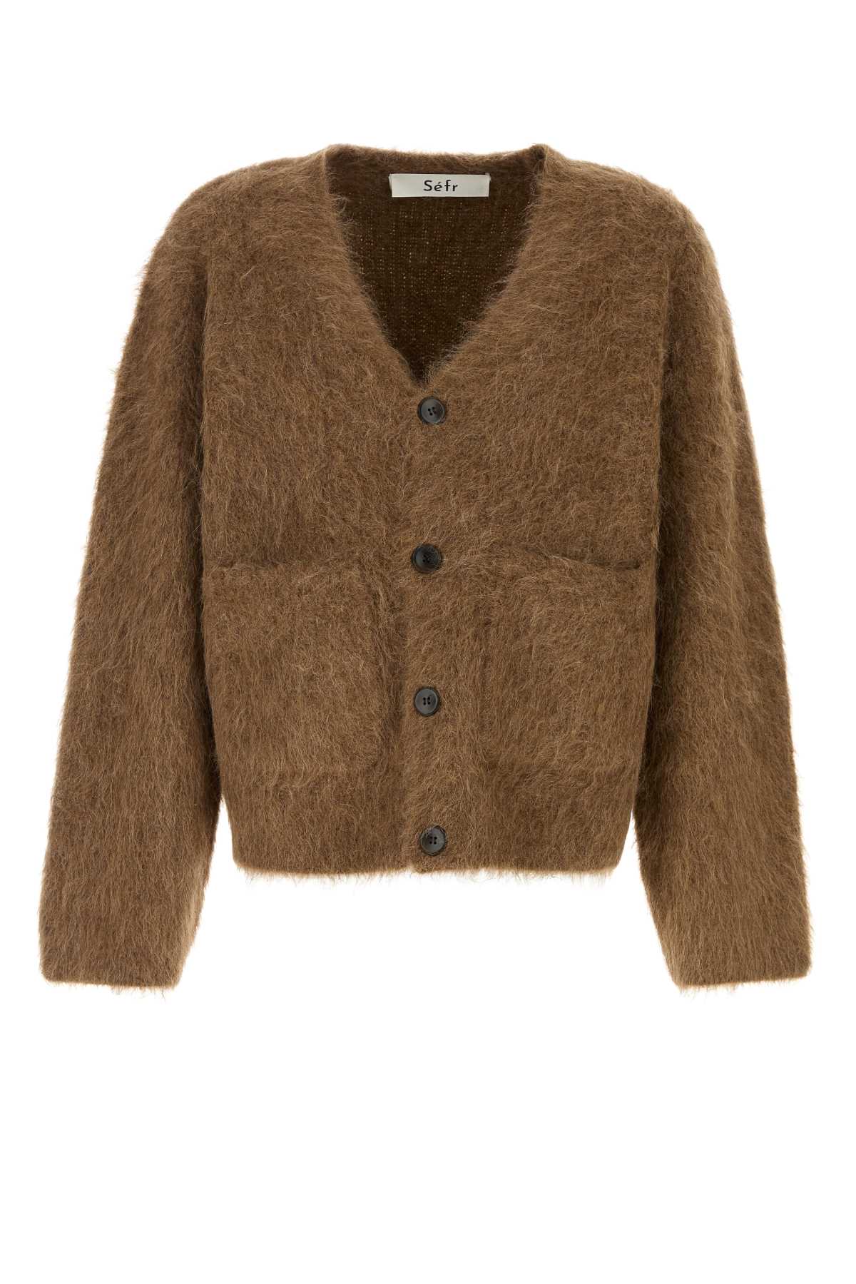 Sefr Men Brown Stretch Alpaca Blend Lee Cardigan SEFR