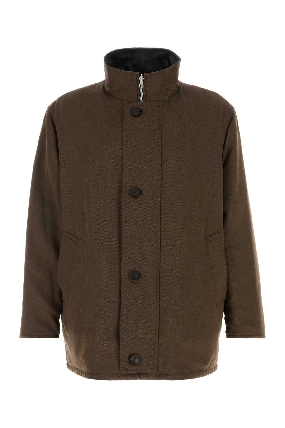 Auralee Men Brown Twill Reversible Jacket AURALEE