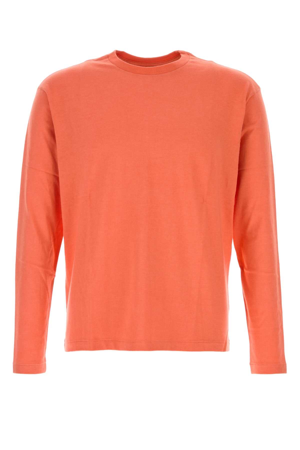 Auralee Men Orange Cotton Blend T-Shirt AURALEE