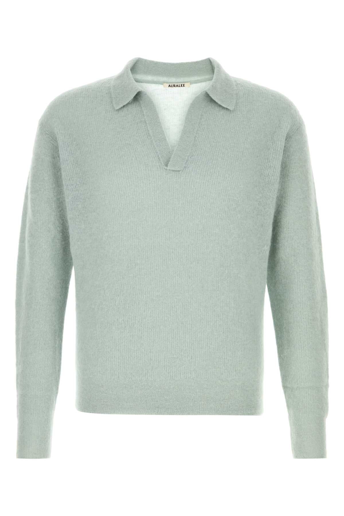 Auralee Men Powder Blue Alpaca Blend Polo Shirt AURALEE