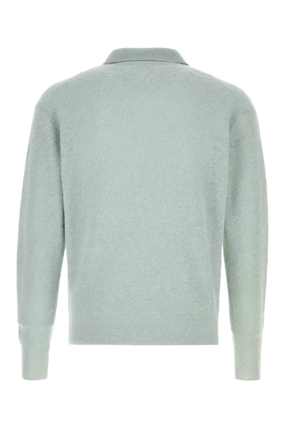 Auralee Men Powder Blue Alpaca Blend Polo Shirt AURALEE