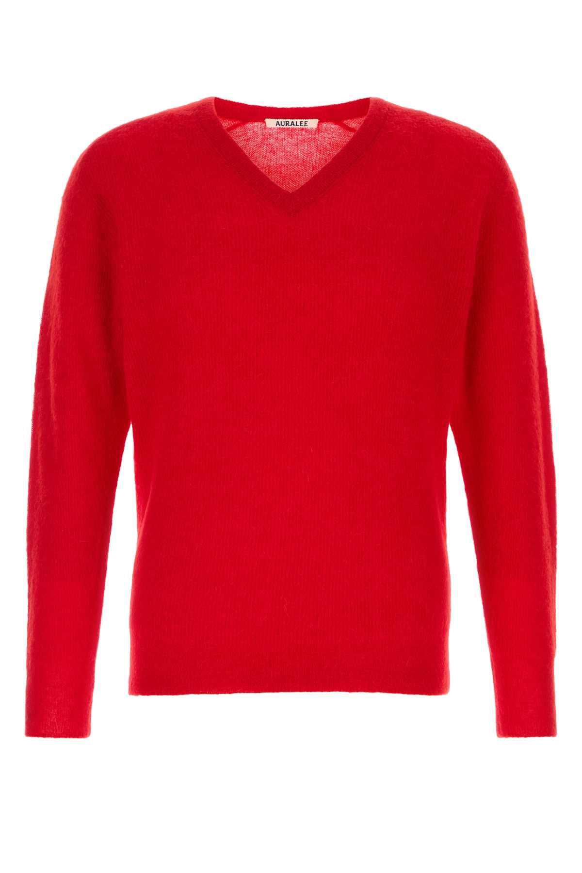 Auralee Men Red Alpaca Blend Sweater AURALEE