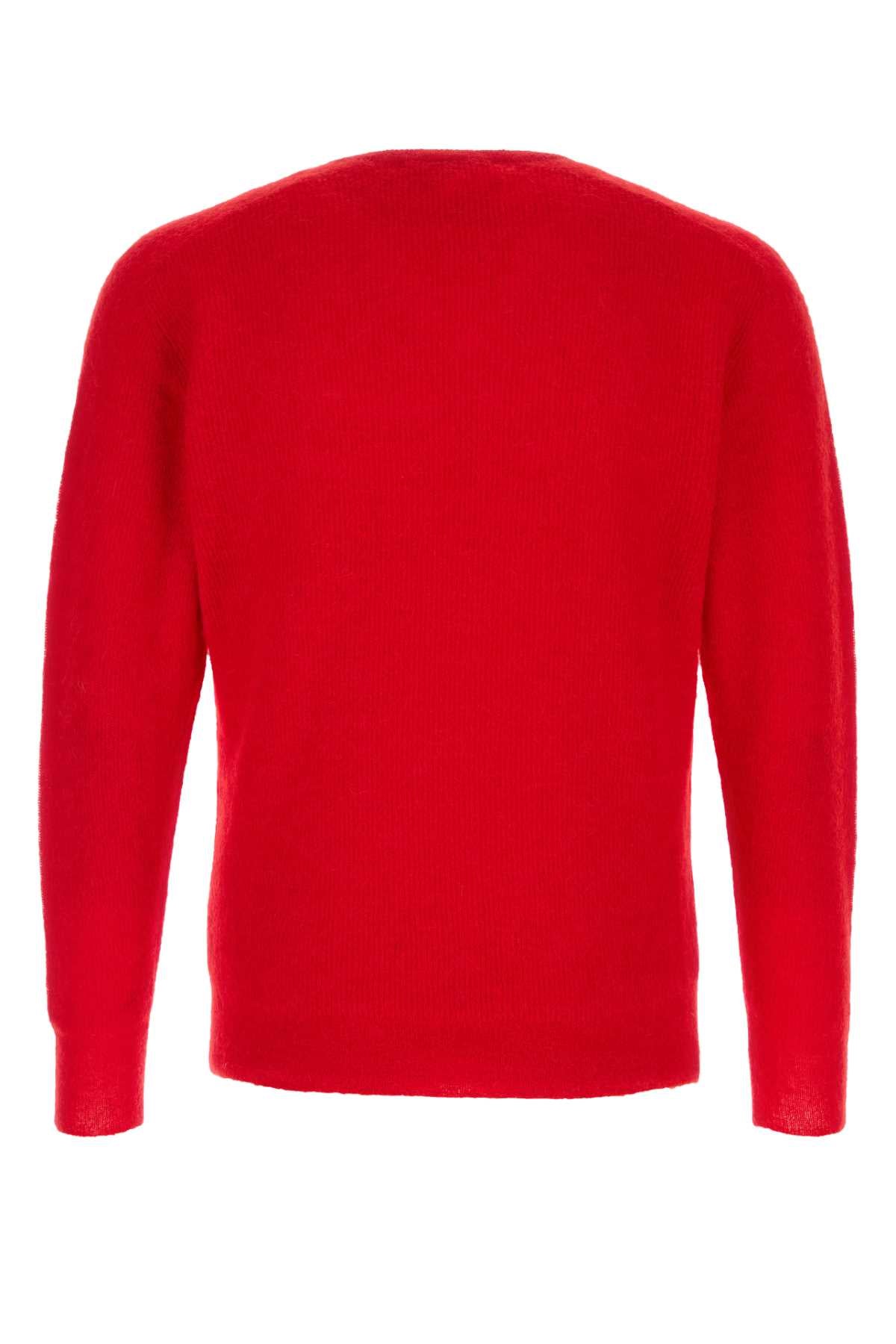 Auralee Men Red Alpaca Blend Sweater AURALEE