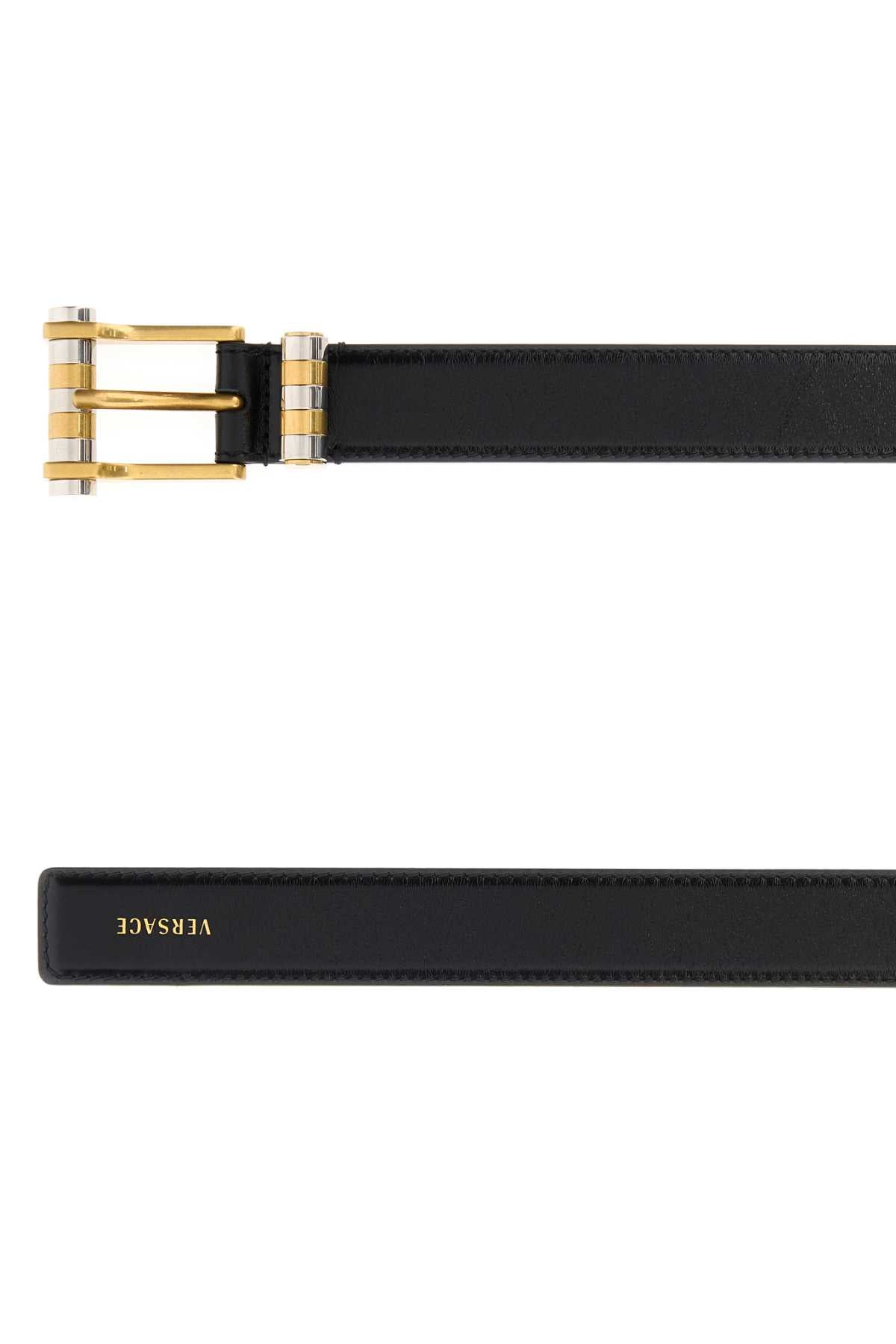 Versace Men Black Leather Belt VERSACE