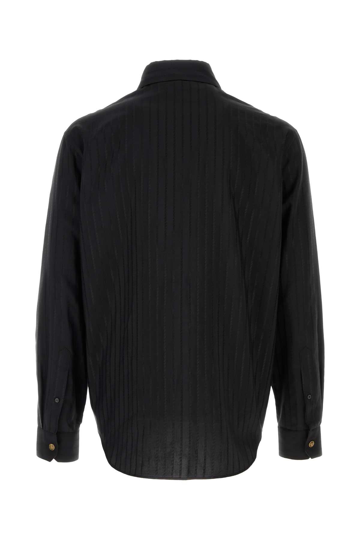 Versace Men Black Poplin Shirt VERSACE