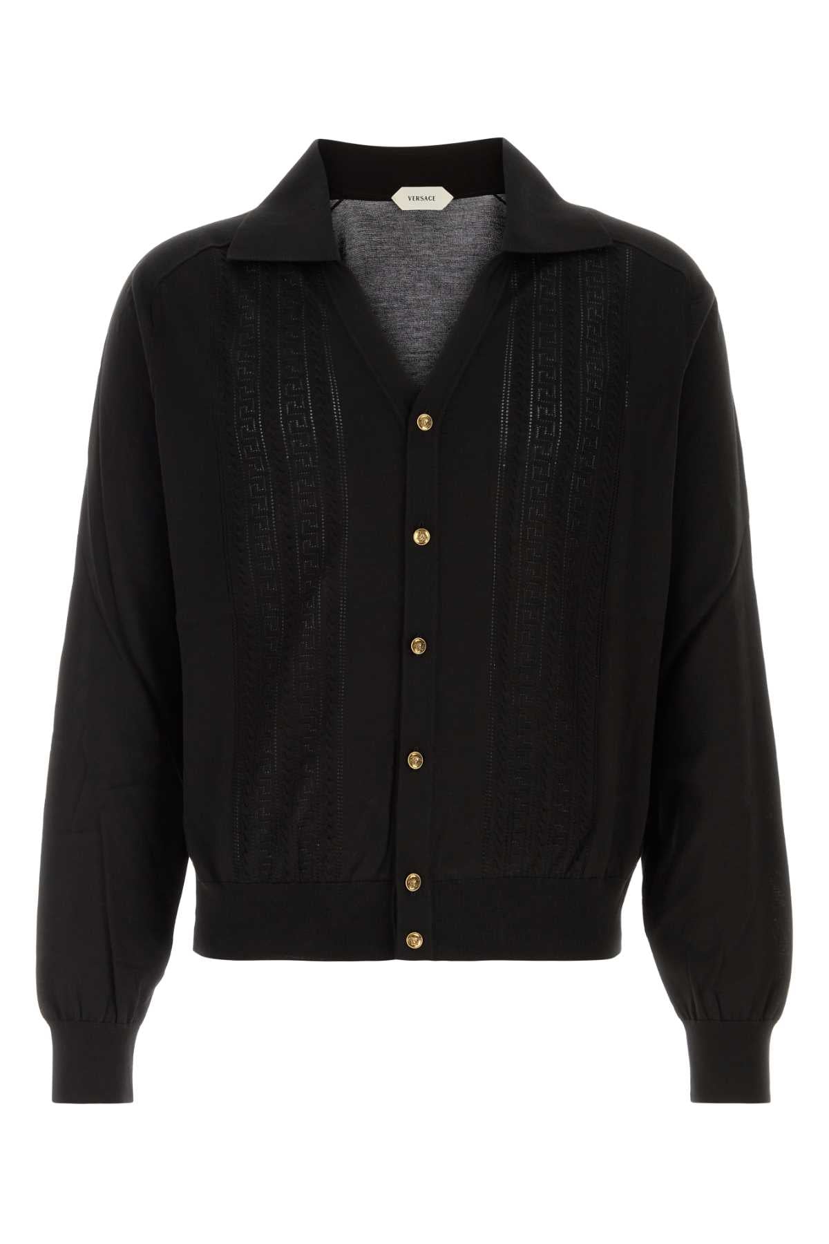 Versace Men Black Knit Cardigan VERSACE