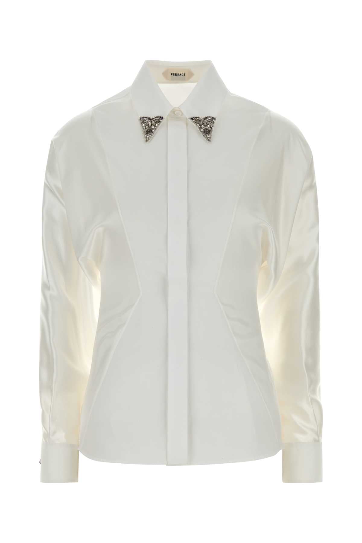 Versace Women White Poplin And Silk Shirt VERSACE