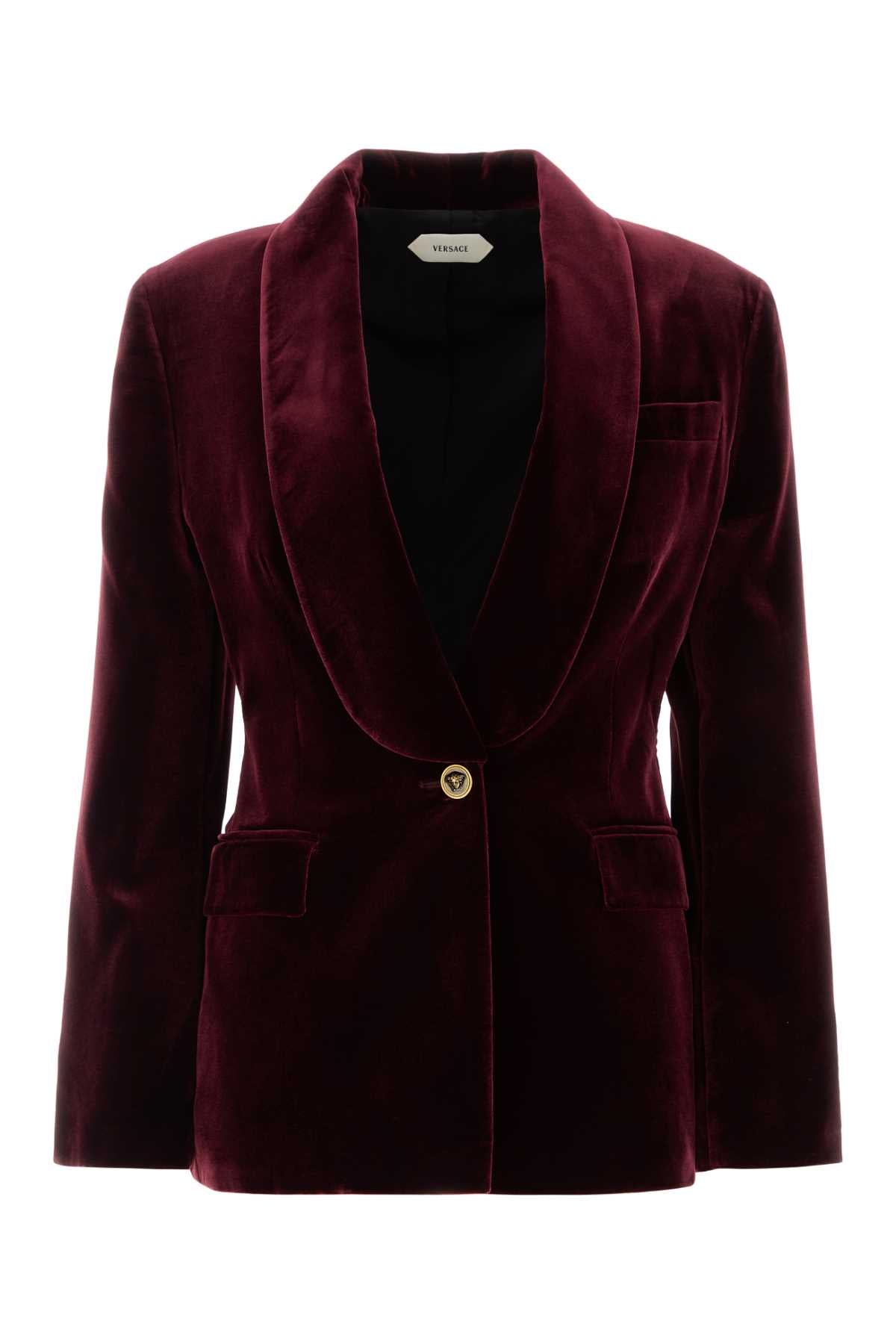 Versace Women Burgundy Velvet Blazer VERSACE