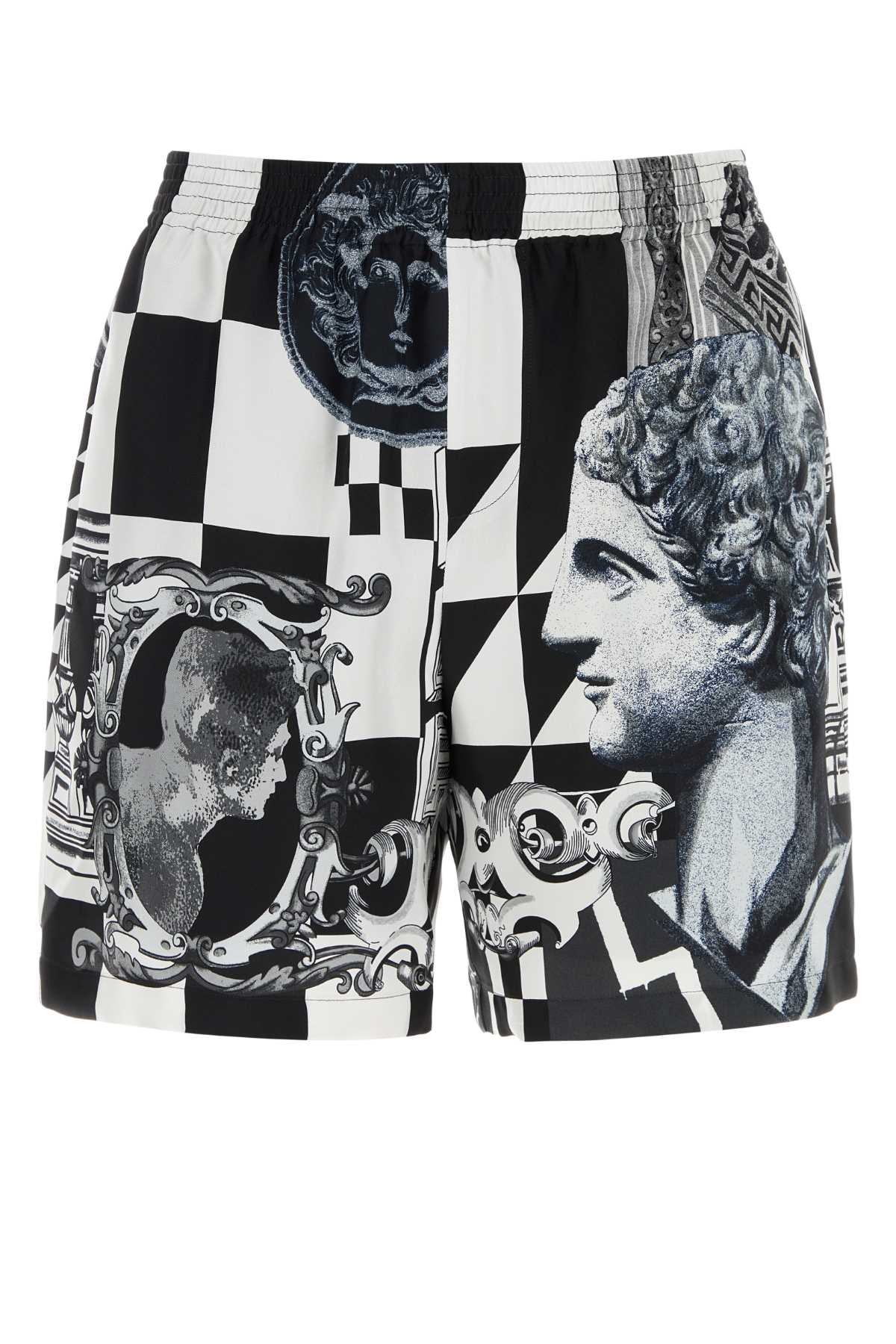 Versace Men Shorts Silk Twill Print Medusa Collage VERSACE