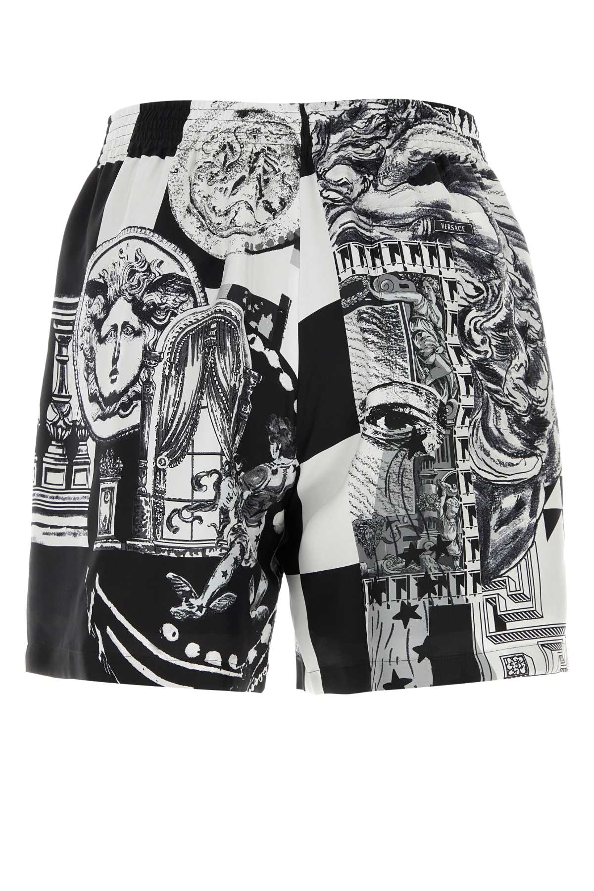 Versace Men Shorts Silk Twill Print Medusa Collage VERSACE