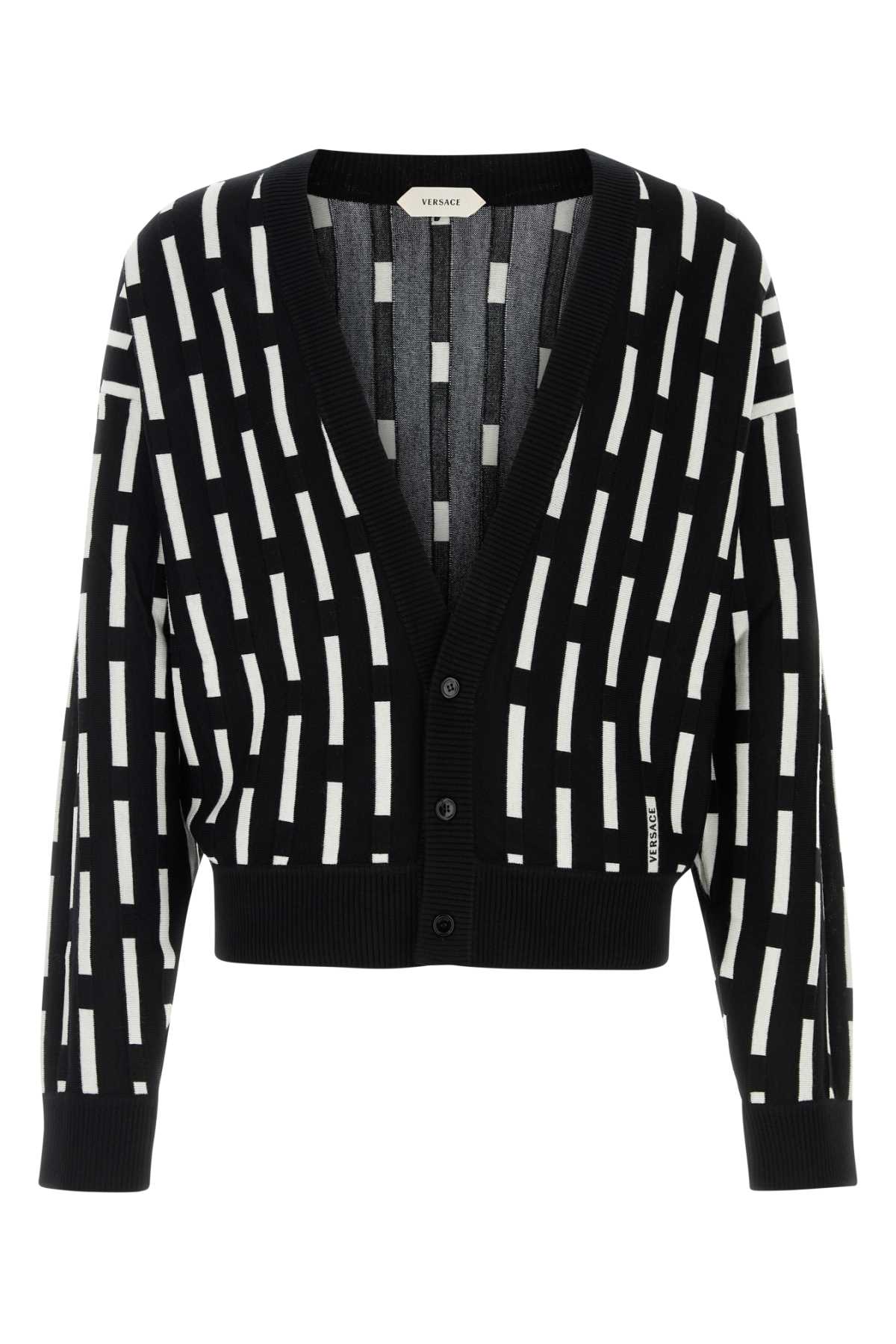 Versace Men Embroidered Wool Cardigan