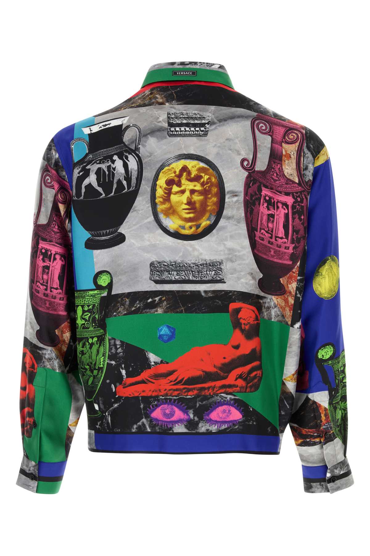 Versace Men Informal Shirt Silk Twill Print Geo Collage Foular VERSACE