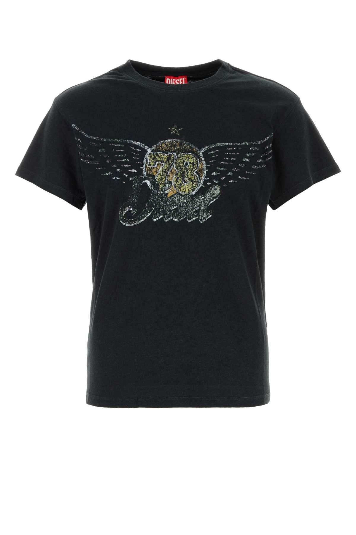 Diesel Men Black Cotton Blend T-Gerio T-Shirt DIESEL