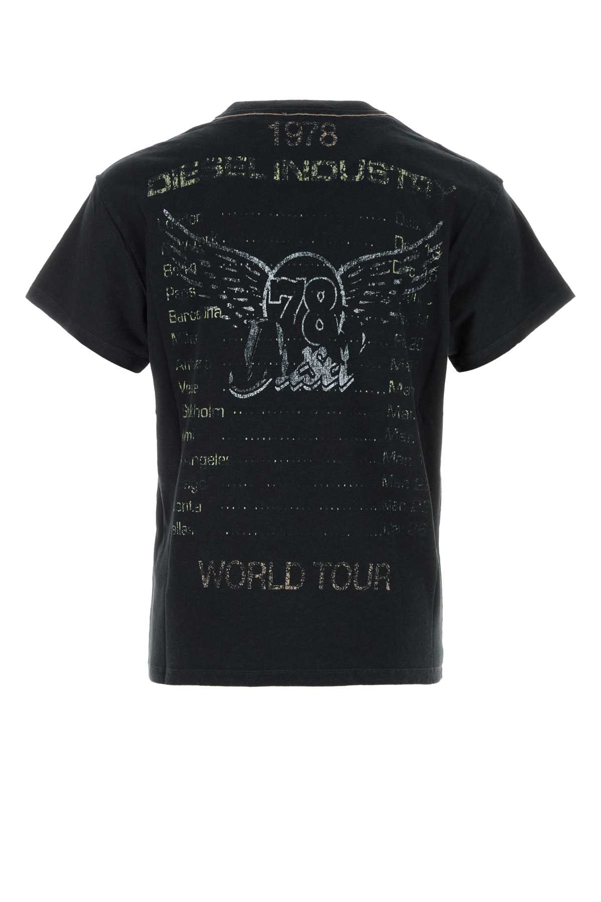 Diesel Men Black Cotton Blend T-Gerio T-Shirt DIESEL
