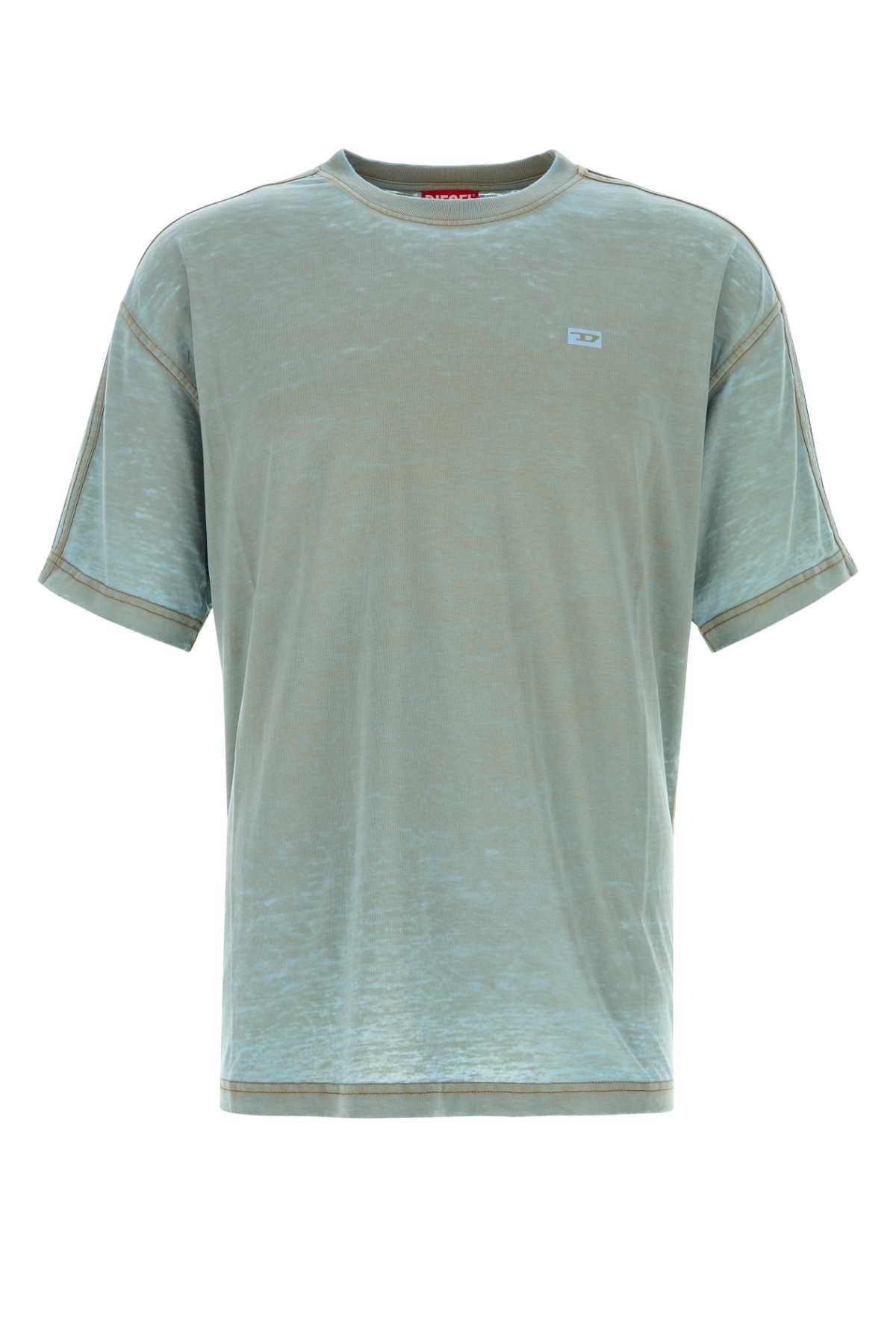 Diesel Men Light Blue Blend Cotton T-Boxtes T-Shirt DIESEL