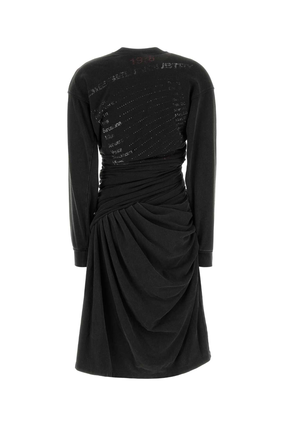 Diesel Women Black Cotton Blend Sweatshirt Dress DIESEL