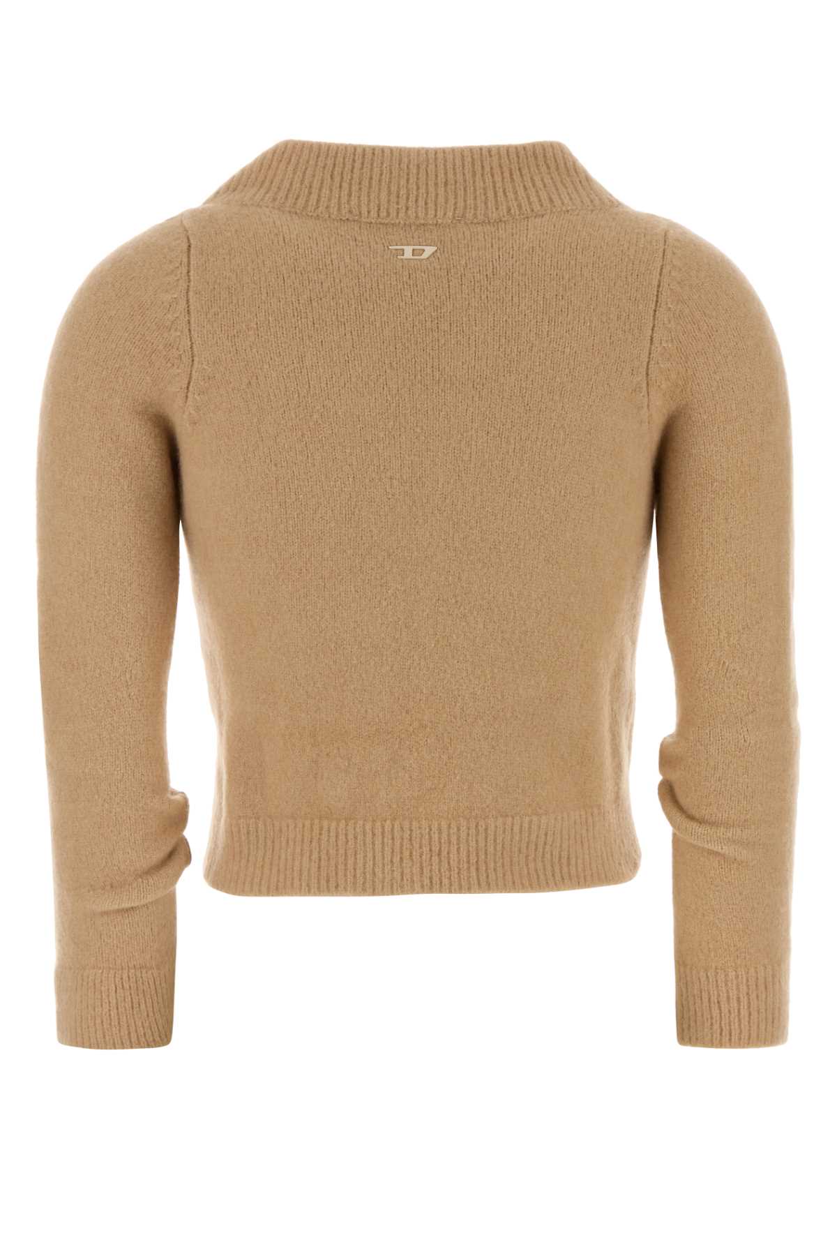 Diesel Women Beige Stretch Wool Blend M-Ava Cardigan DIESEL