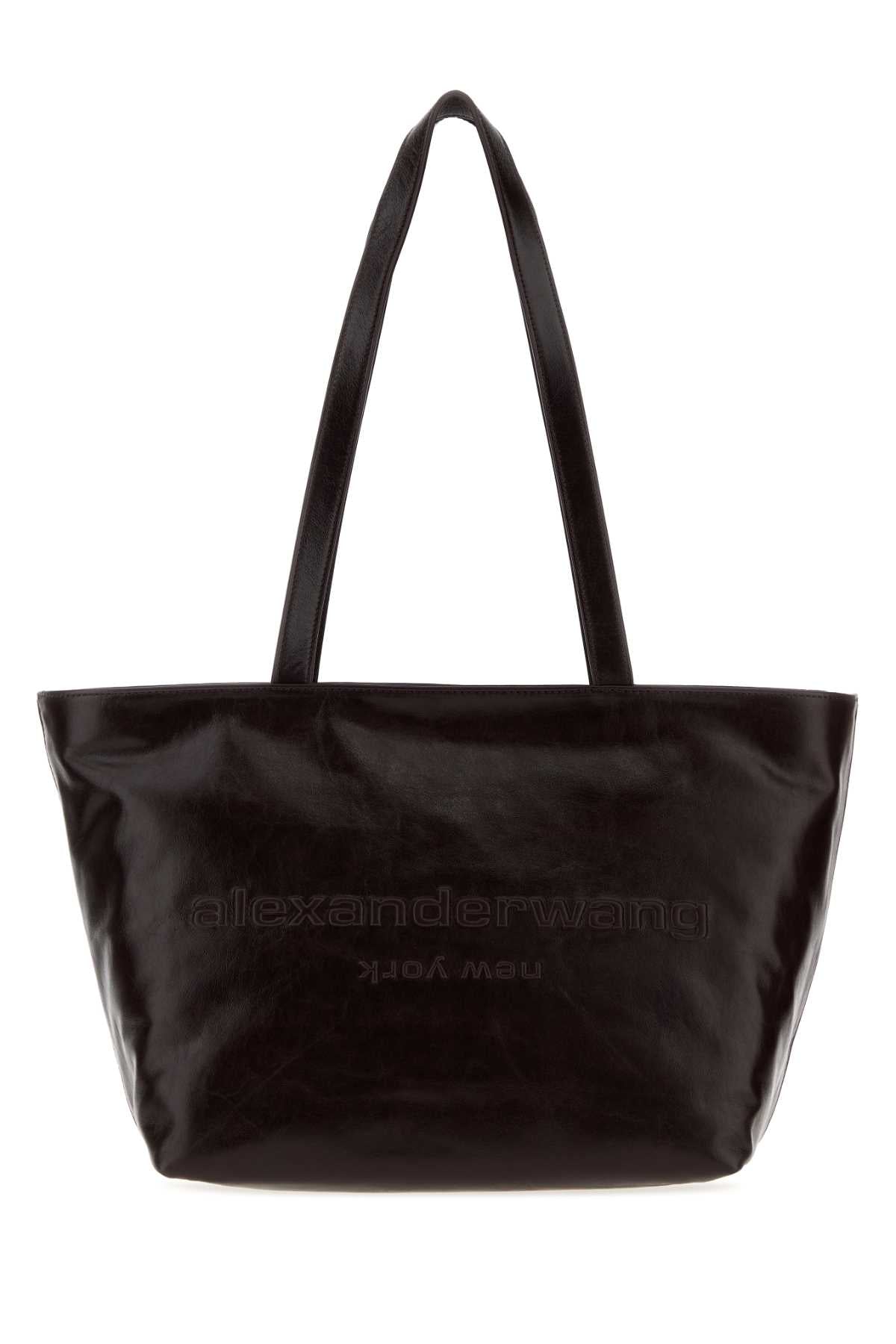 Alexander Wang Women Dark Brown Leather Medium Punch Shopping Bag ALEXANDER WANG