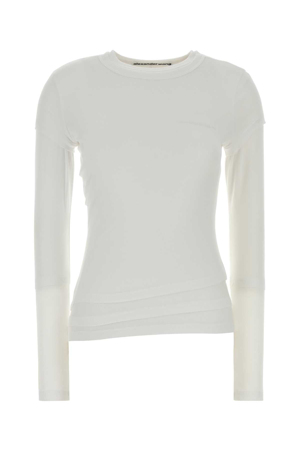 Alexander Wang Women White Stretch Cotton T-Shirt ALEXANDER WANG