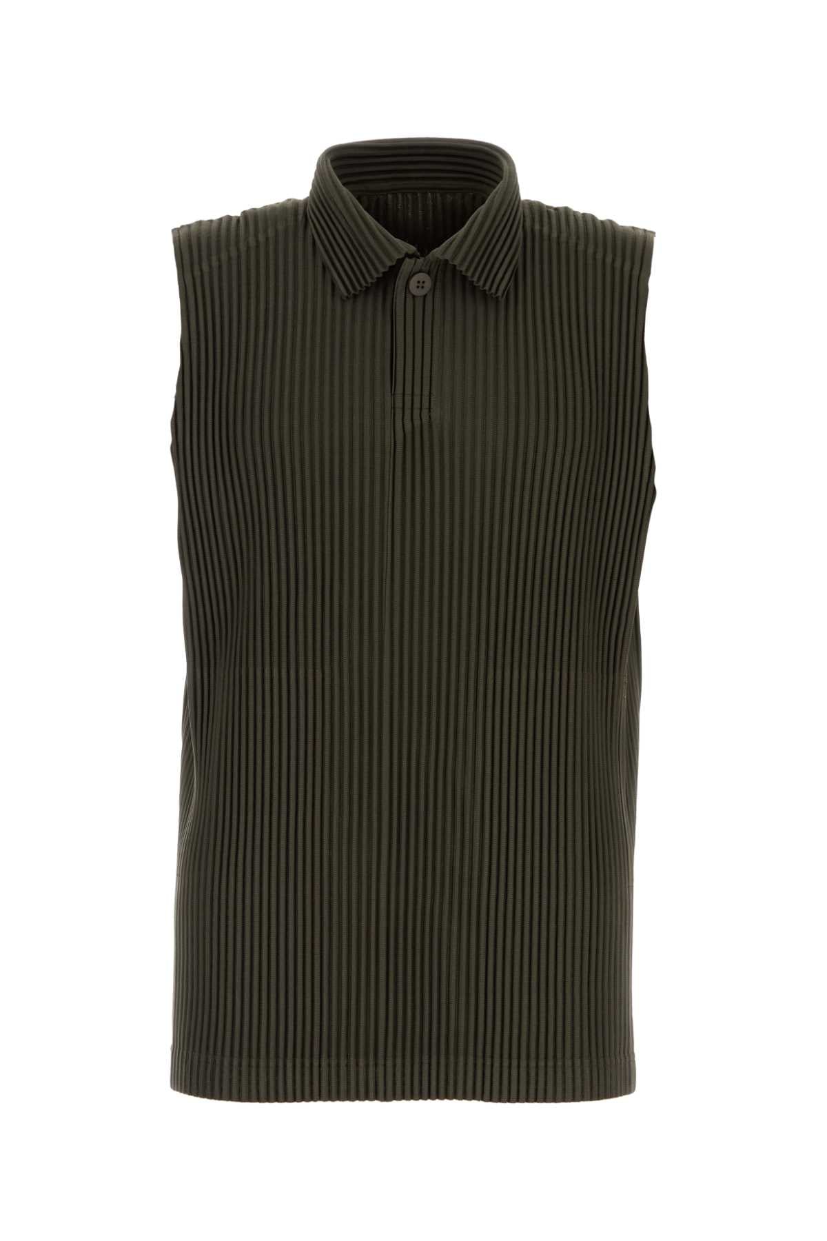 Homme Plisse' Issey Miyake Men Khaki Polyester Polo Shirt HOMME PLISSE ISSEY MIYAKE