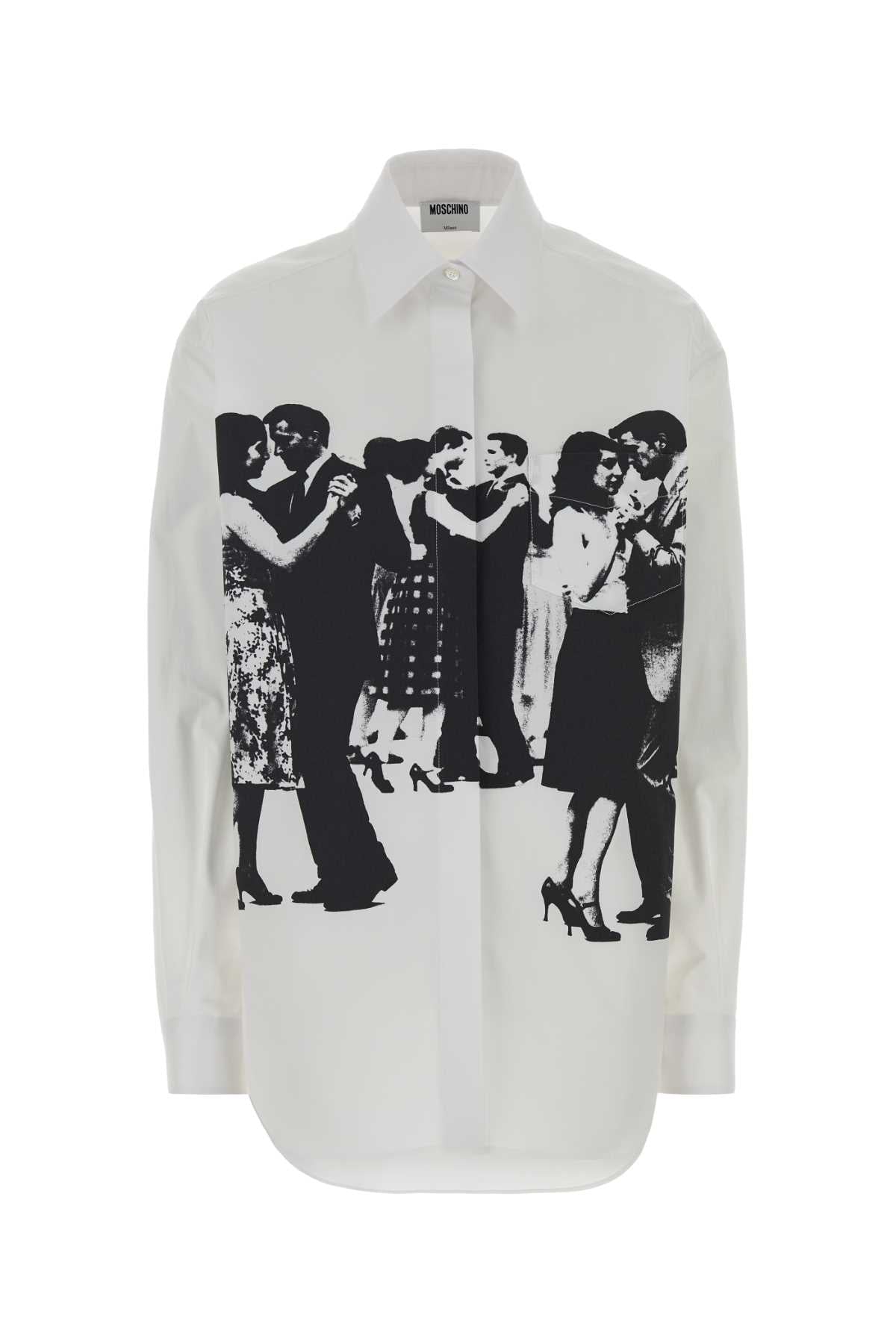 Moschino Women White Stretch Poplin Shirt MOSCHINO
