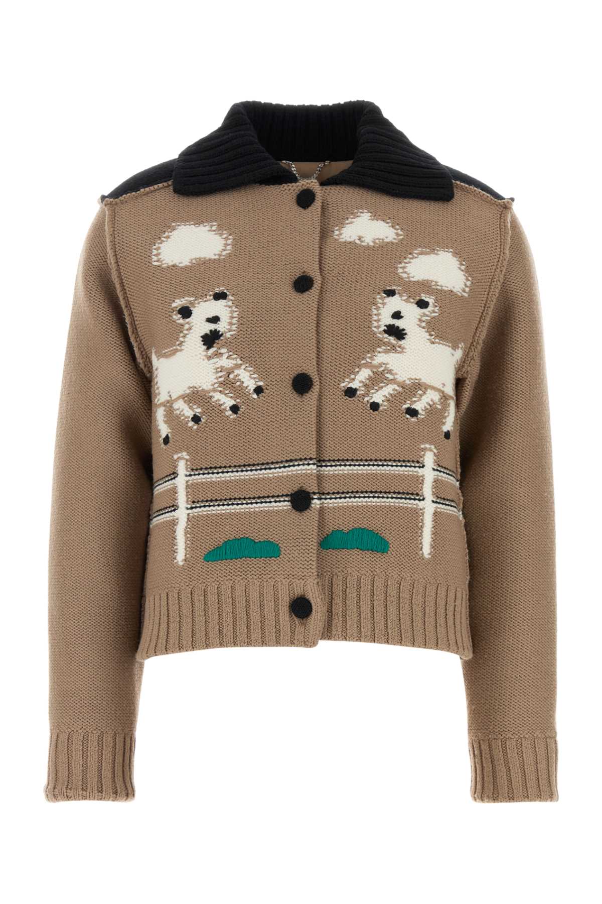 Moschino Women Camel Wool Cardigan MOSCHINO