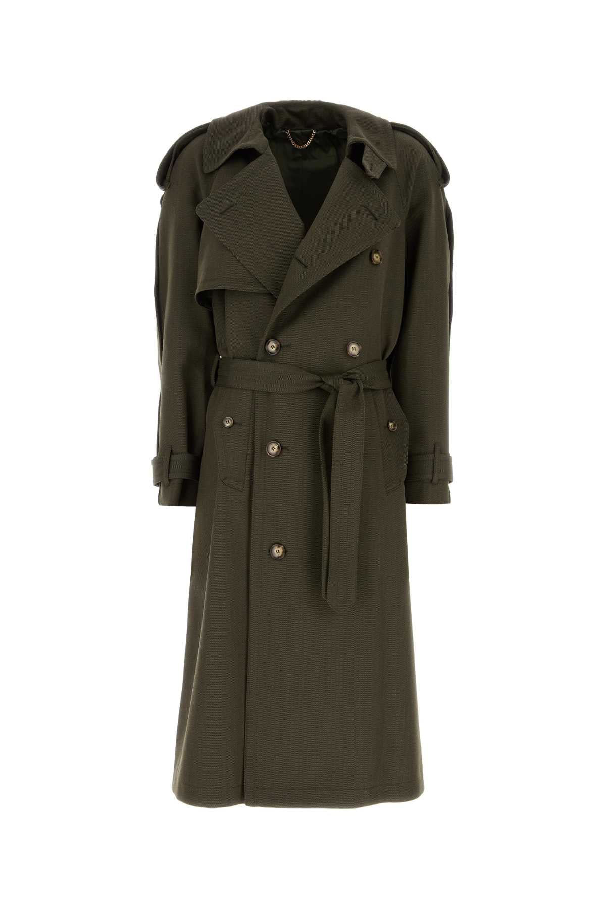 Victoria Beckham Women Olive Green Wool Trench Coat VICTORIA BECKHAM