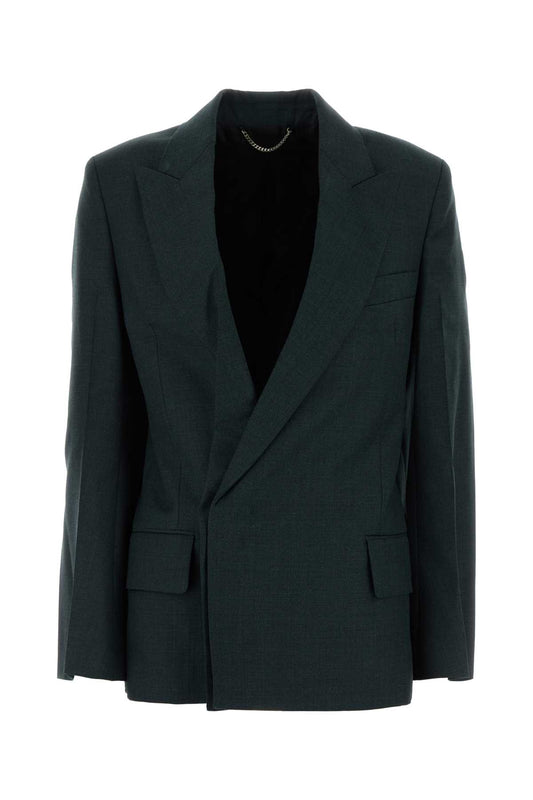 Victoria Beckham Women Bottle Green Wool Blazer VICTORIA BECKHAM