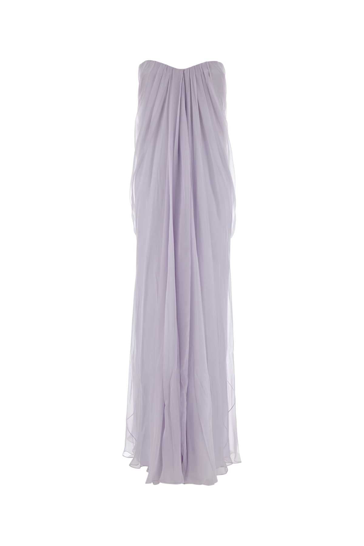 Alexander Mcqueen Women Lilac Silk Long Dress ALEXANDER MCQUEEN