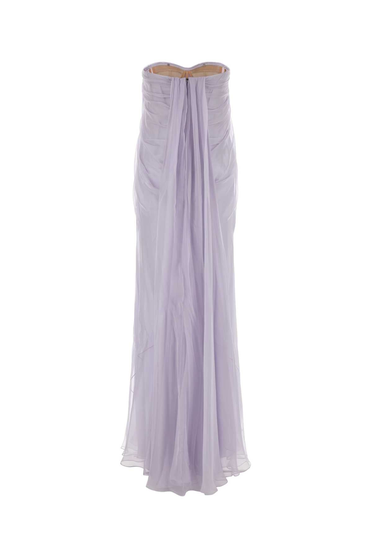 Alexander Mcqueen Women Lilac Silk Long Dress ALEXANDER MCQUEEN
