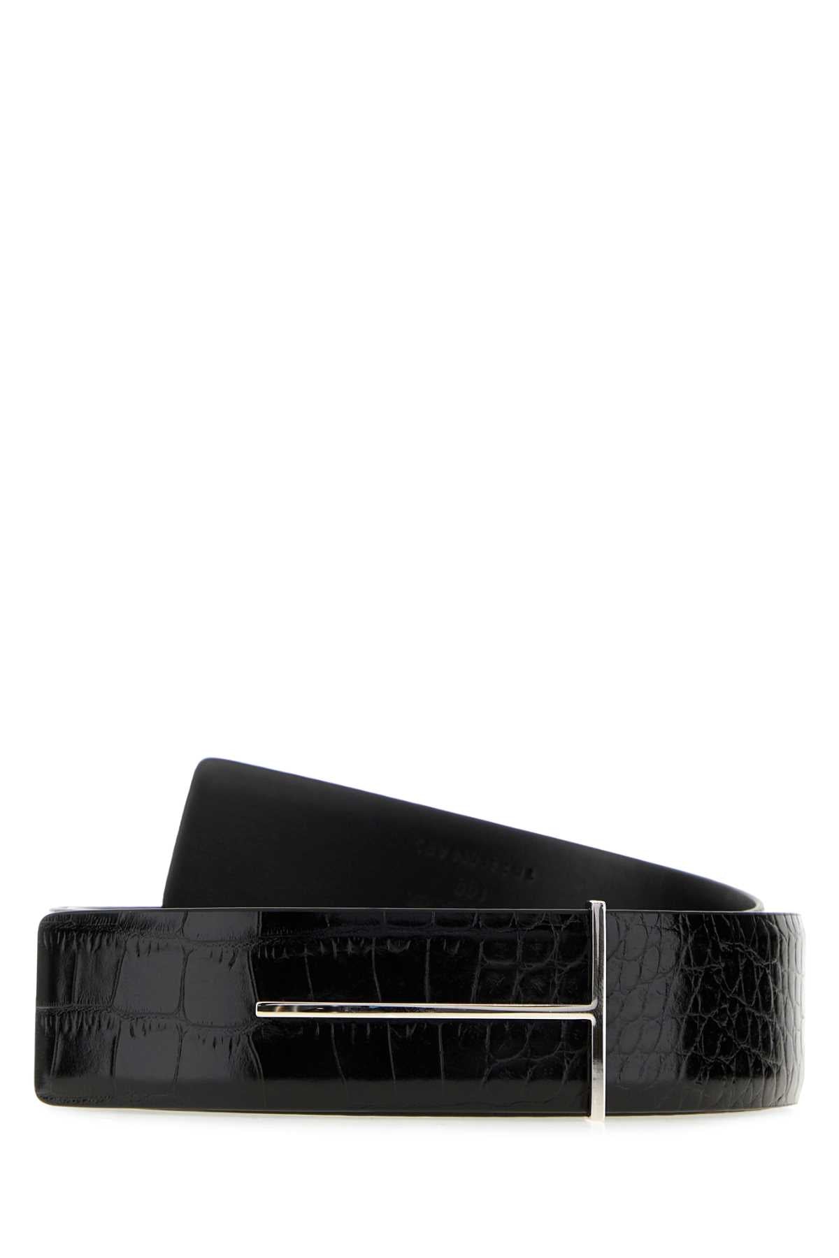 Tom Ford Men Black Leather Reversible Belt TOM FORD