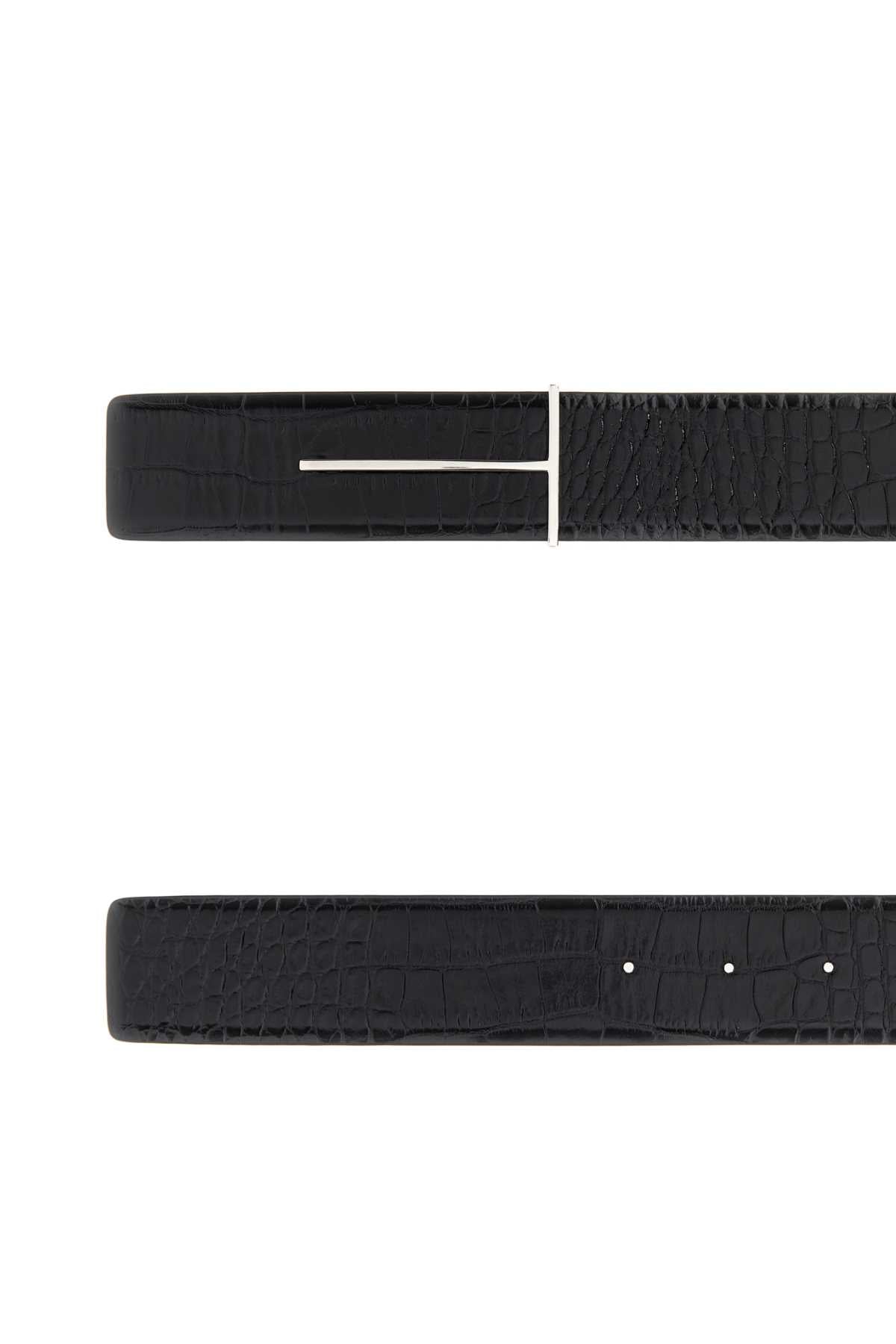 Tom Ford Men Black Leather Reversible Belt TOM FORD