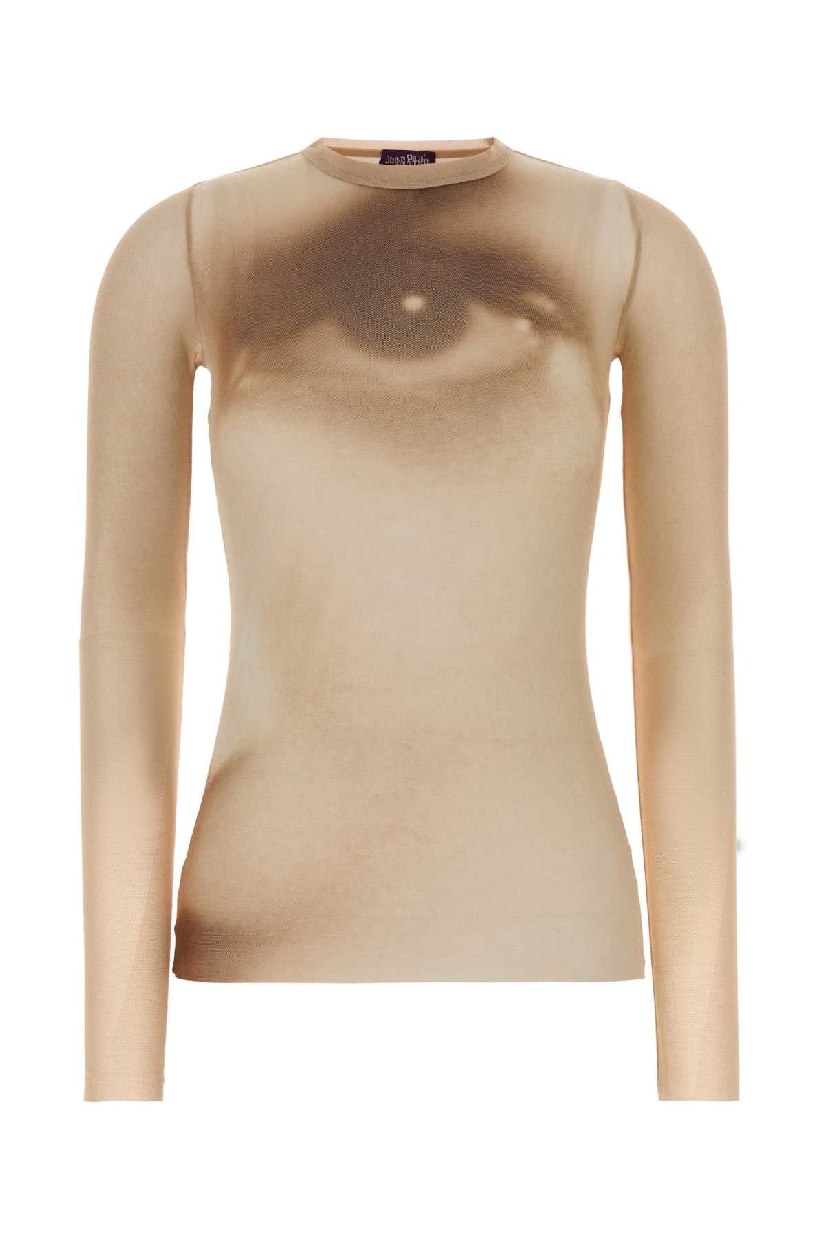 Jean Paul Gaultier Women Mesh Long Sleeves Top Printed Face JEAN PAUL GAULTIER