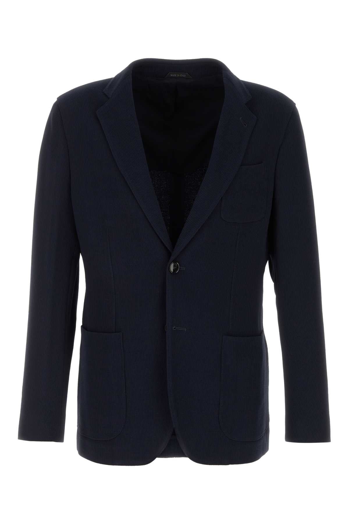 Giorgio Armani Men Navy Blue Jersey Blazer GIORGIO ARMANI