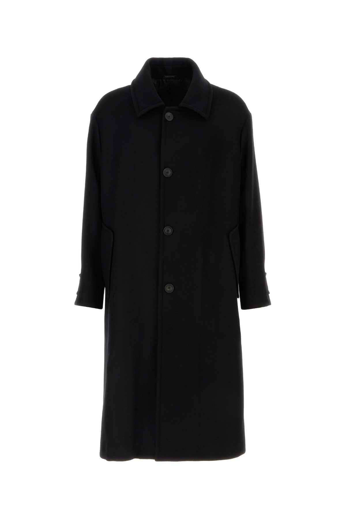 Giorgio Armani Men Black Wool Blend Coat GIORGIO ARMANI