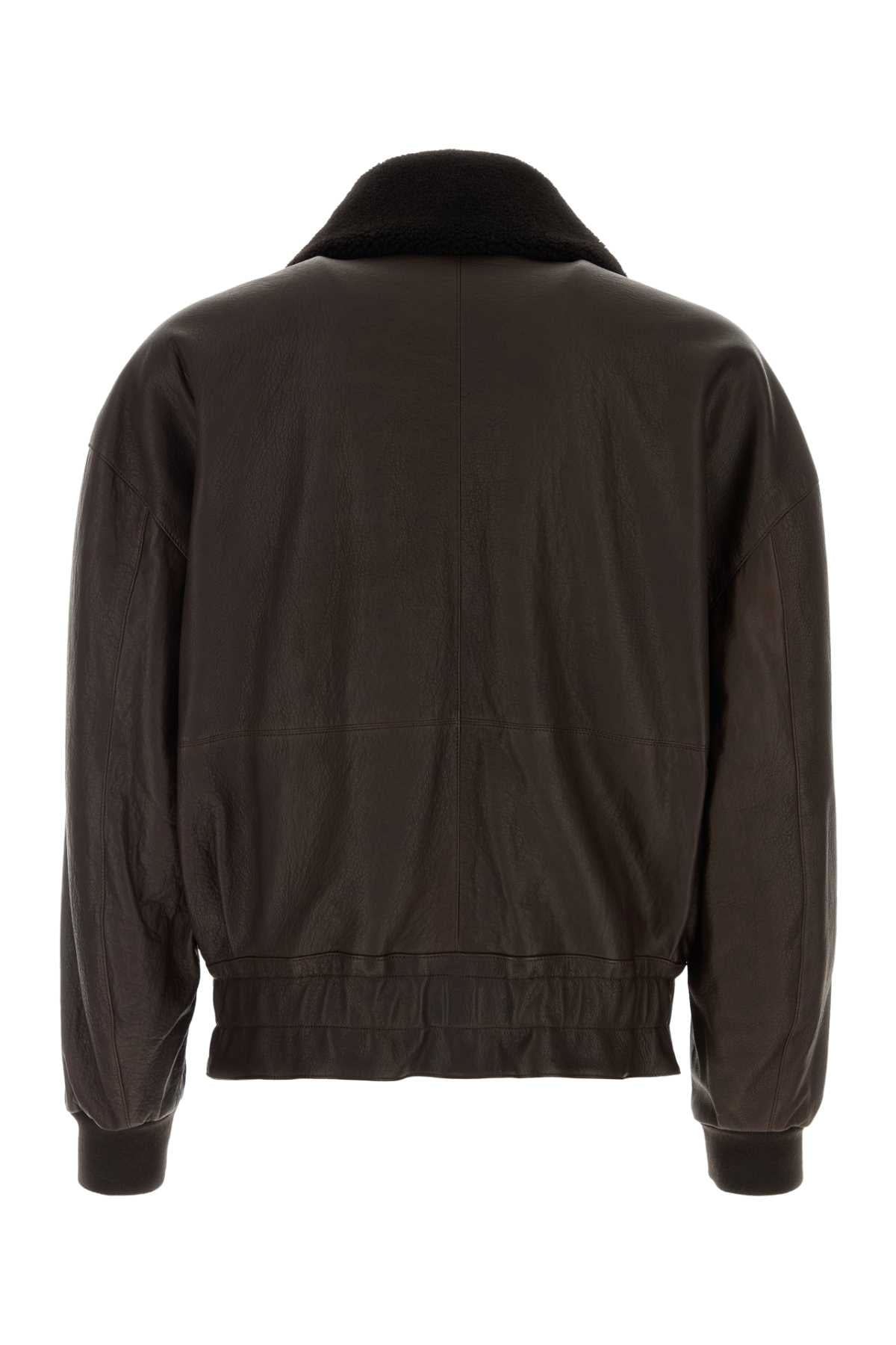 Giorgio Armani Men Dark Brown Leather Jacket GIORGIO ARMANI