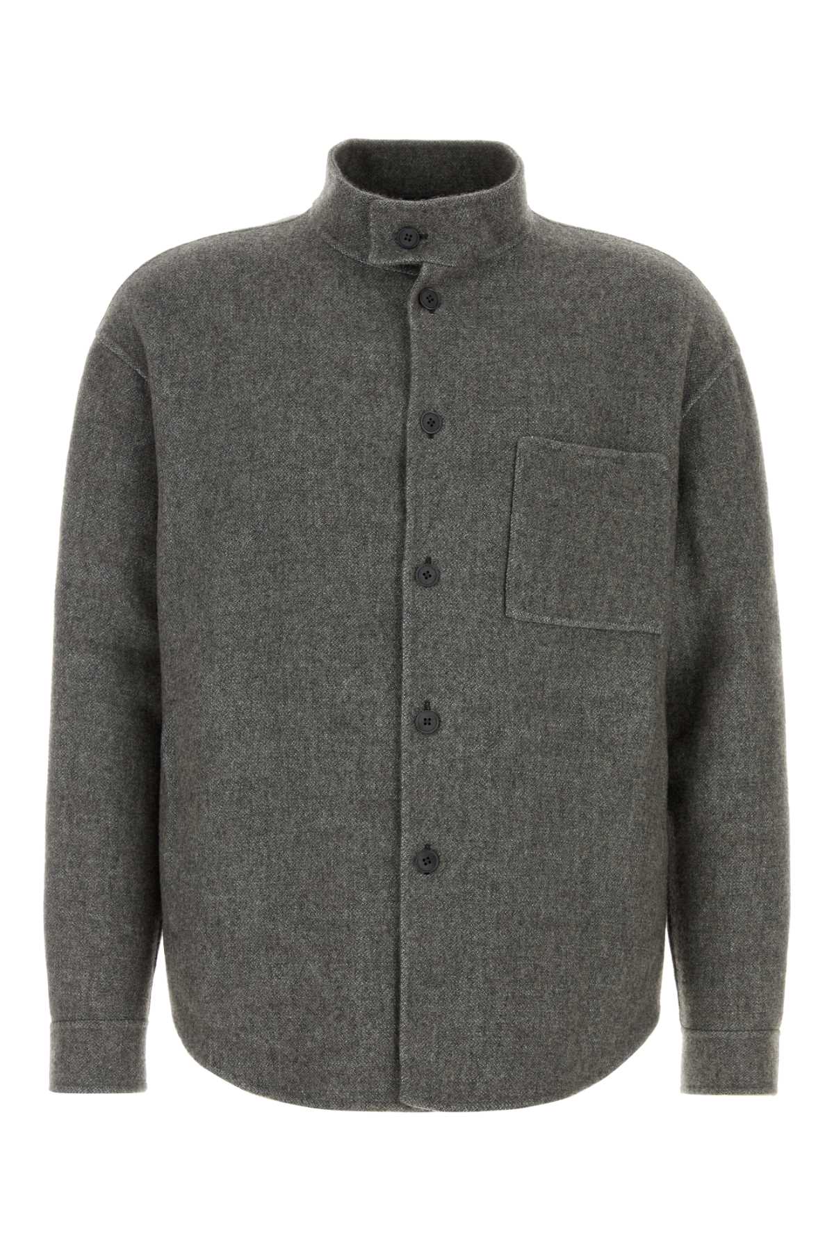 Giorgio Armani Men Grey Silk Blend Overshirt GIORGIO ARMANI
