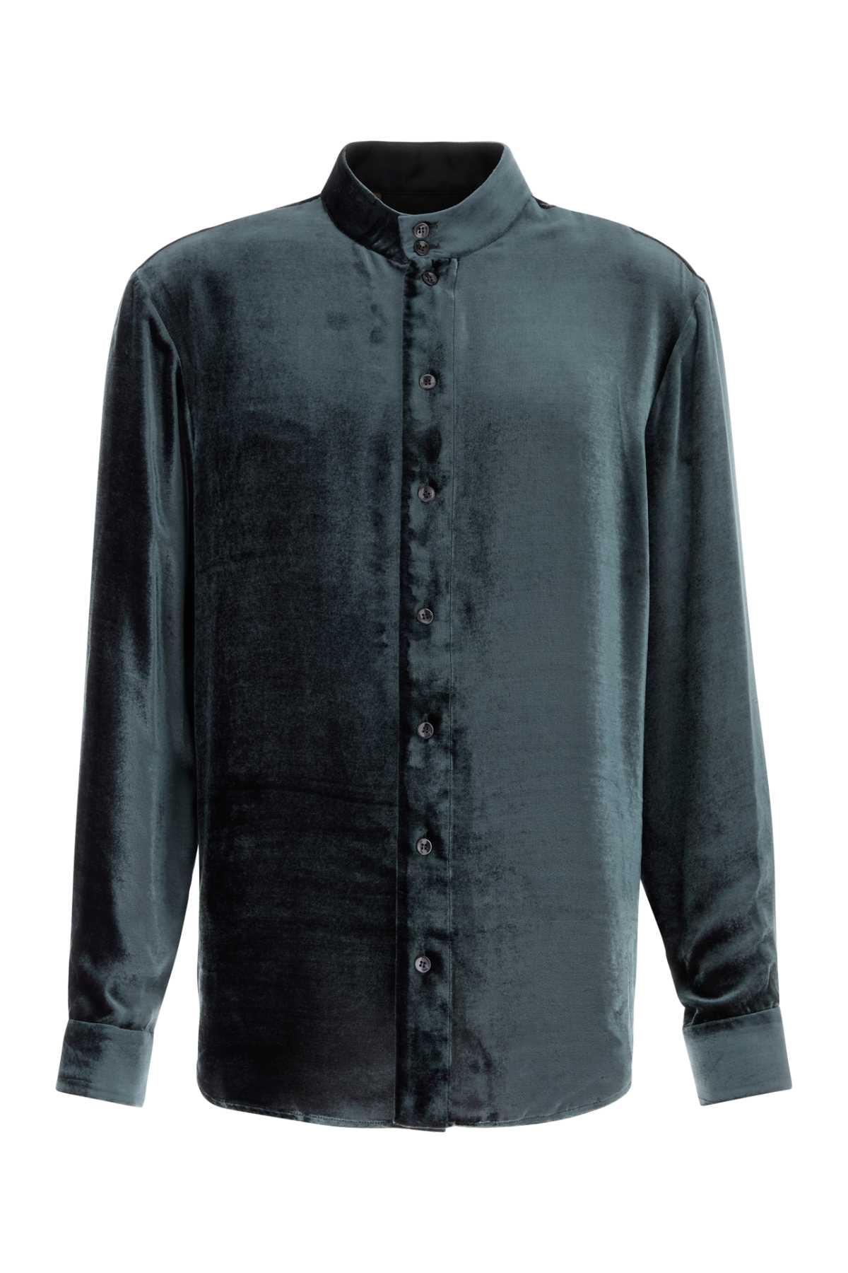 Giorgio Armani Men Teal Green Velvet Shirt GIORGIO ARMANI