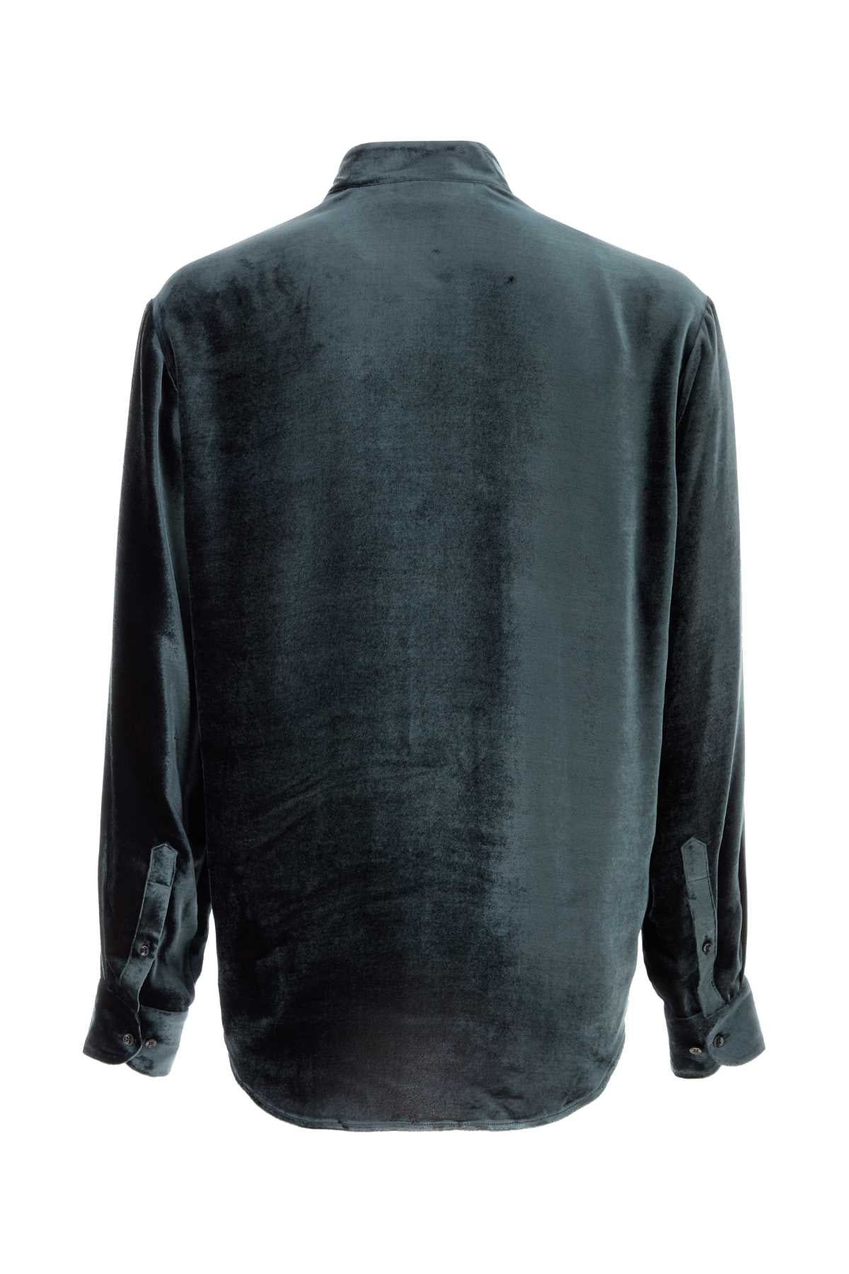 Giorgio Armani Men Teal Green Velvet Shirt GIORGIO ARMANI