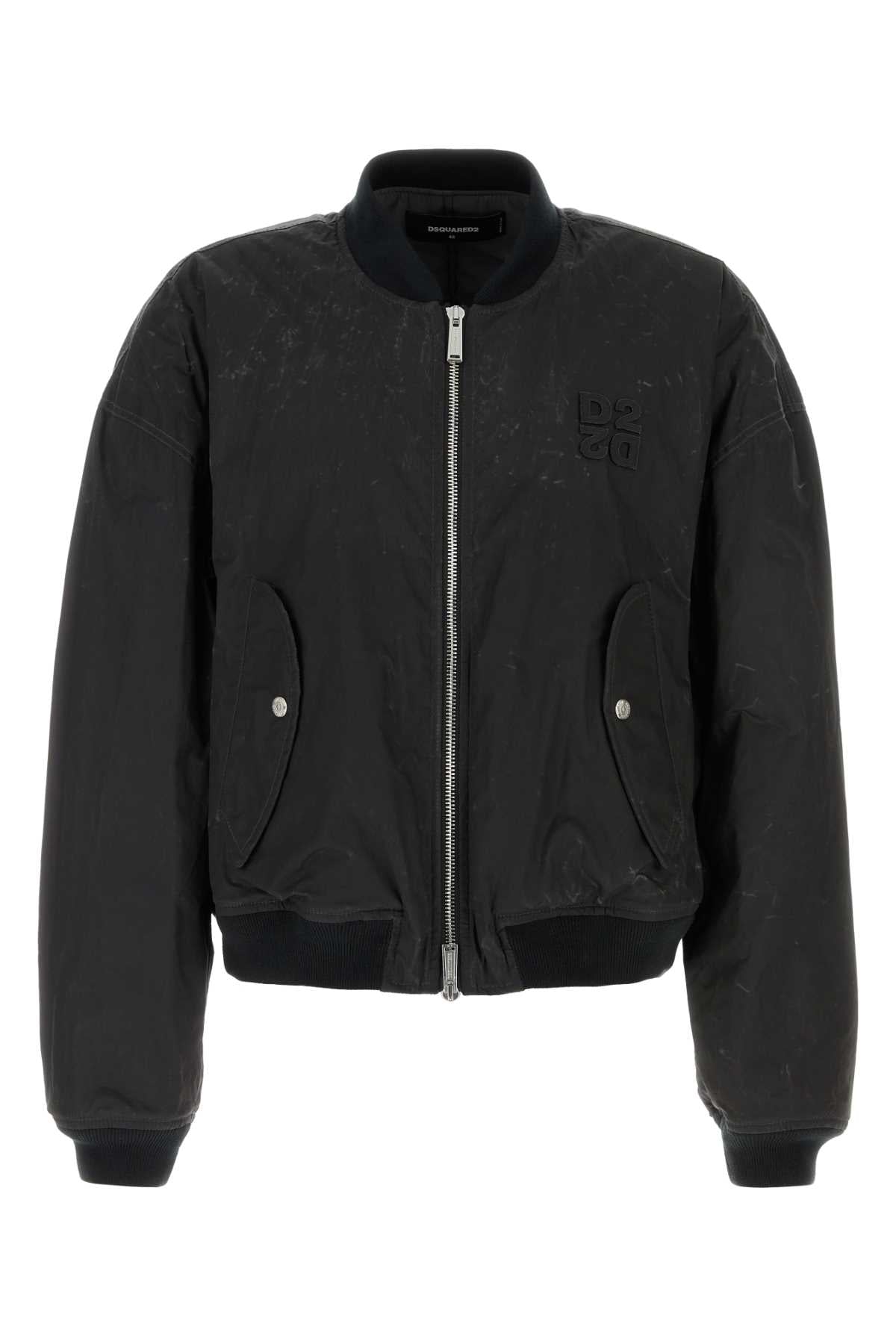 Dsquared Men Black Cotton Bomber Jacket DSQUARED2