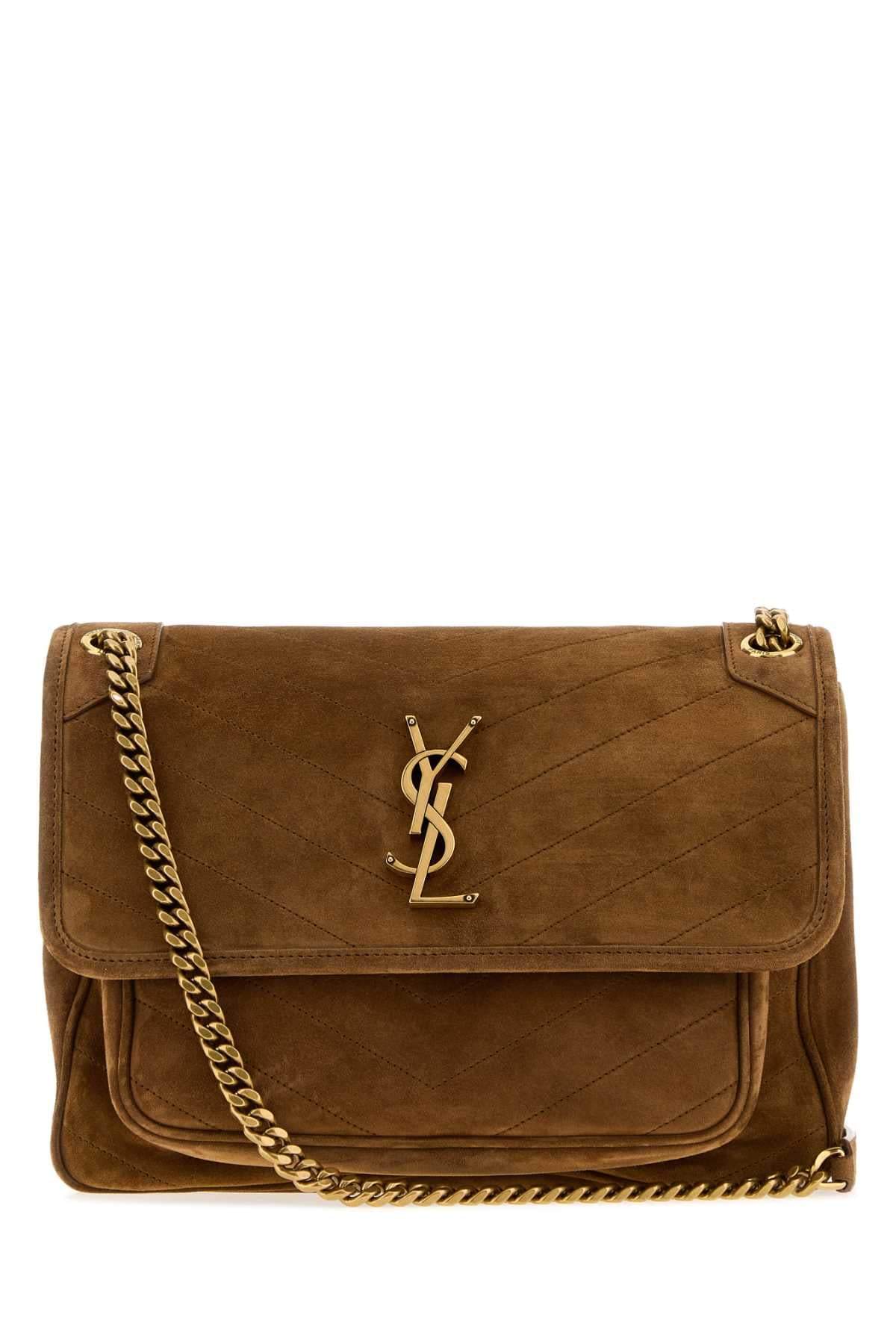 Saint Laurent Women Brown Suede Medium Niki Shoulder Bag SAINT LAURENT