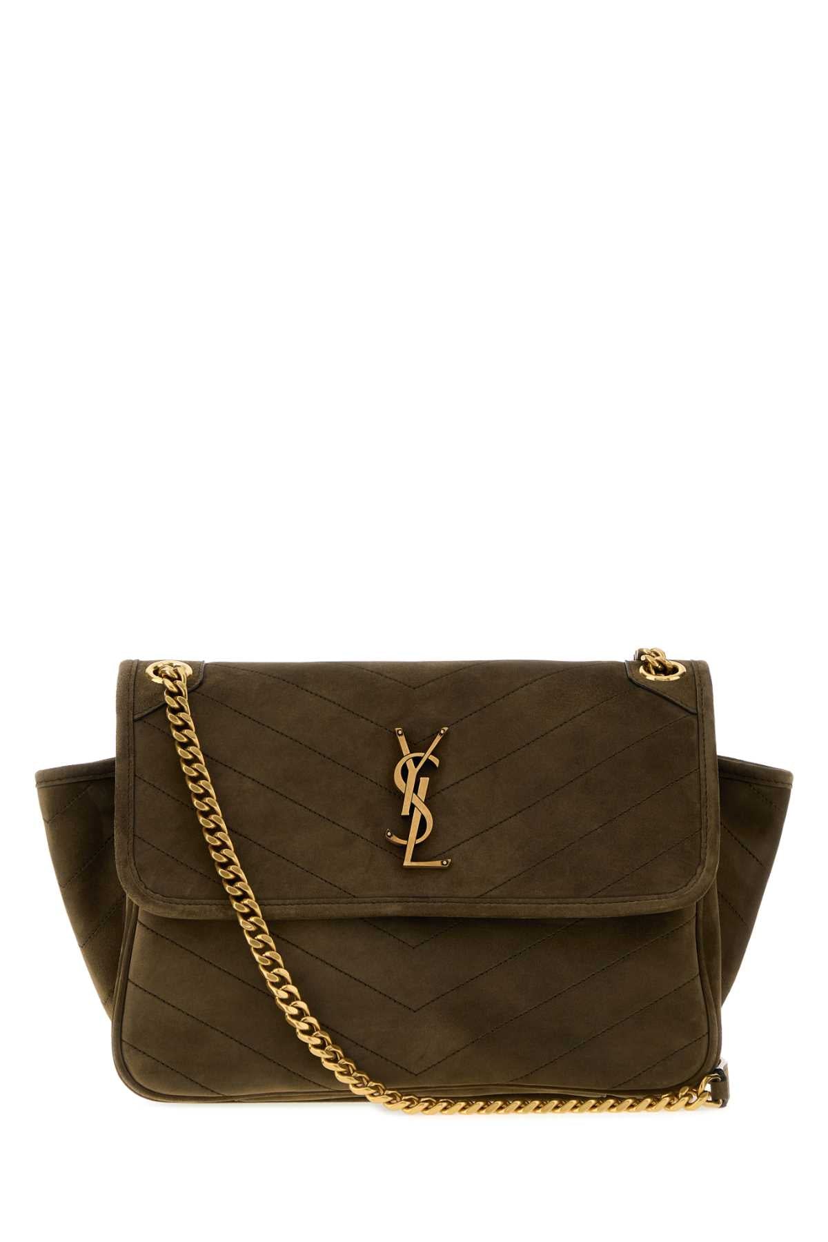 Saint Laurent Women Army Green Suede Niki Tripouch Shoulder Bag SAINT LAURENT
